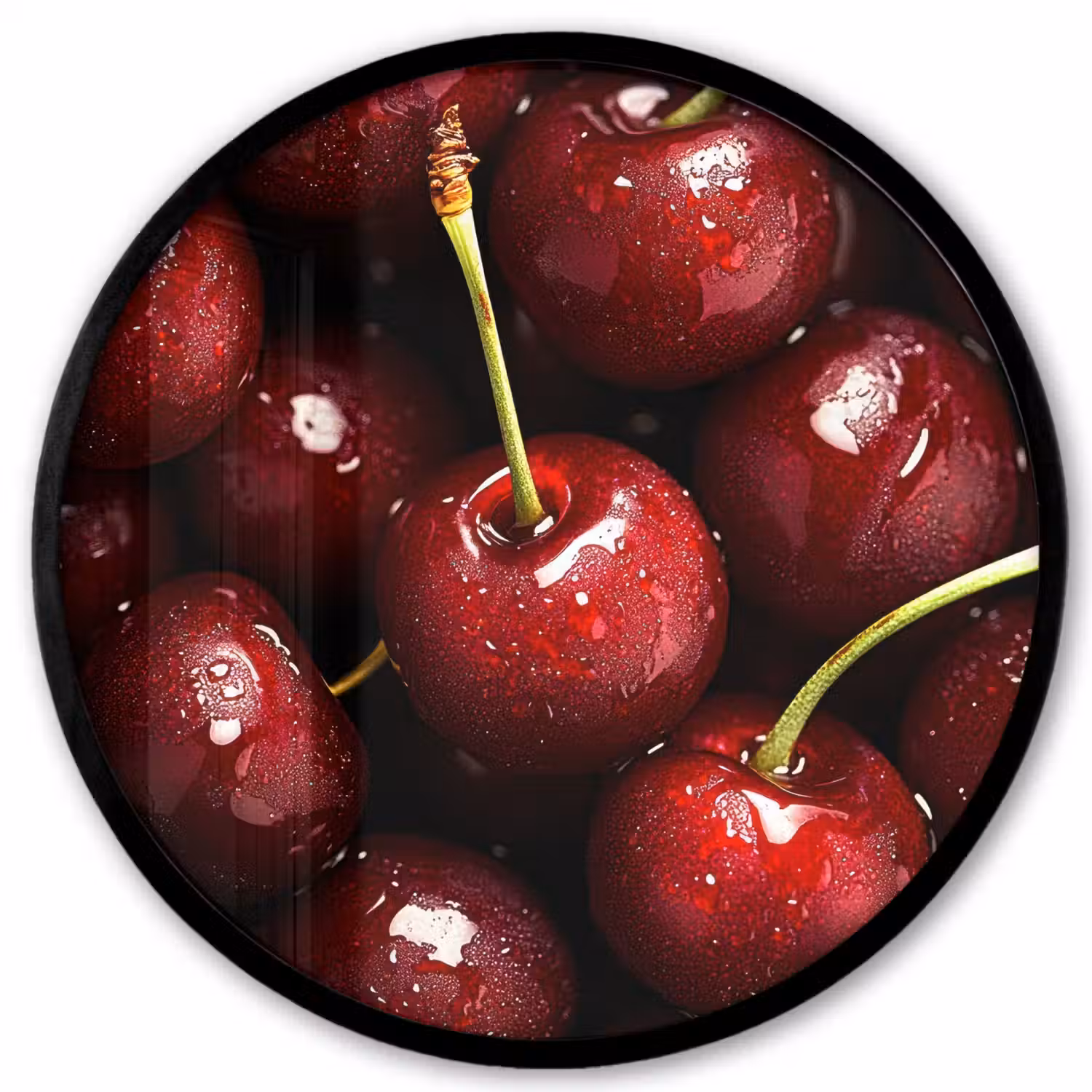 Rood - Fruit - Kersen Fotolijst rond zonder passe partout klein -3d