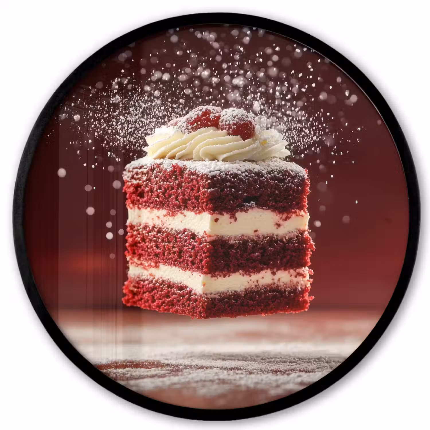 Rode - Velvet - Taart - Eten Fotolijst rond zonder passe partout klein -3d