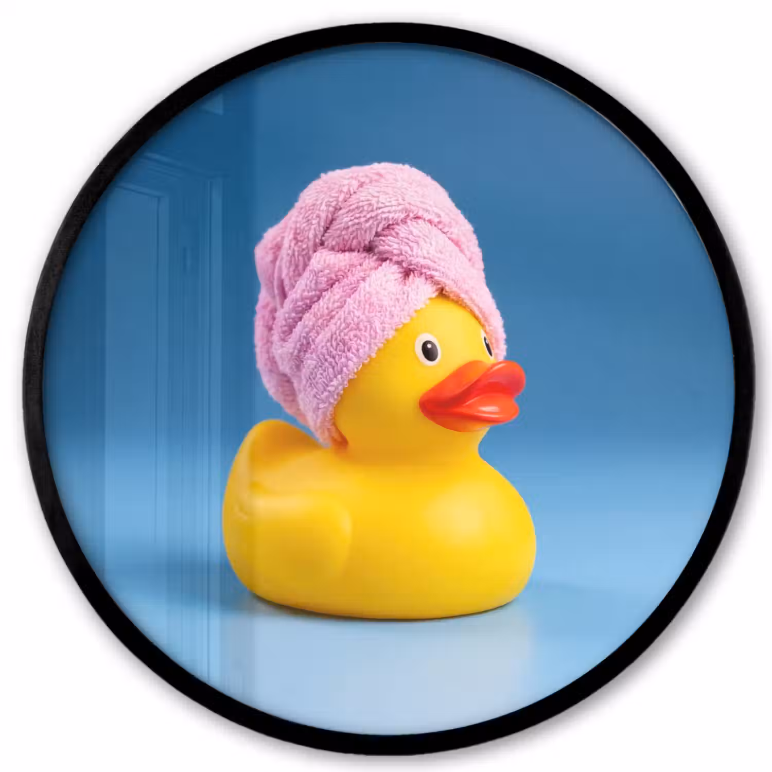 Badeend - Handdoek - Blauw Fotolijst rond zonder passe partout klein -3d