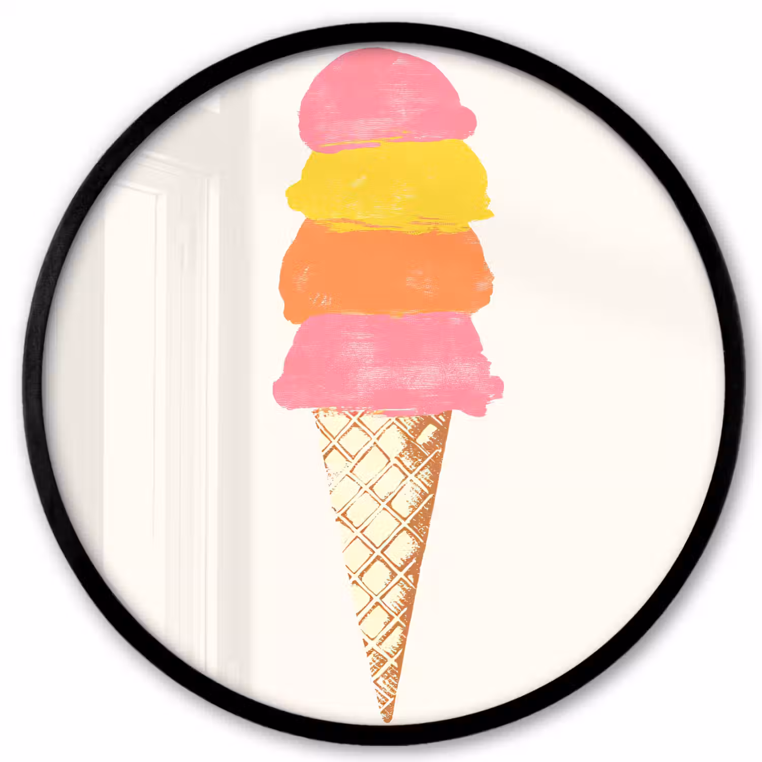 Schepijs - Hoorntje - Illustratie - Minimalistisch Fotolijst rond zonder passe partout klein -3d