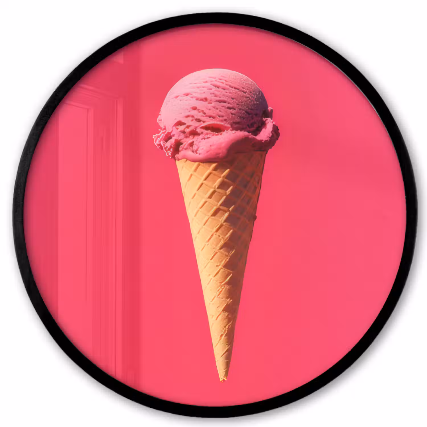 Schepijs - Roze - Hoorntje Fotolijst rond zonder passe partout klein -3d