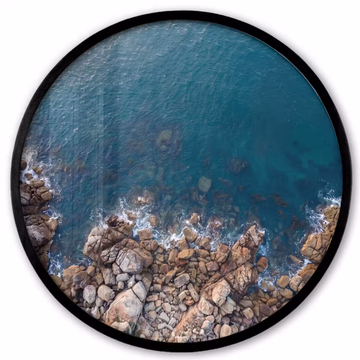 Zee - Kustlijn - Natuur - Abstract - Blauw Fotolijst rond zonder passe partout klein -3d