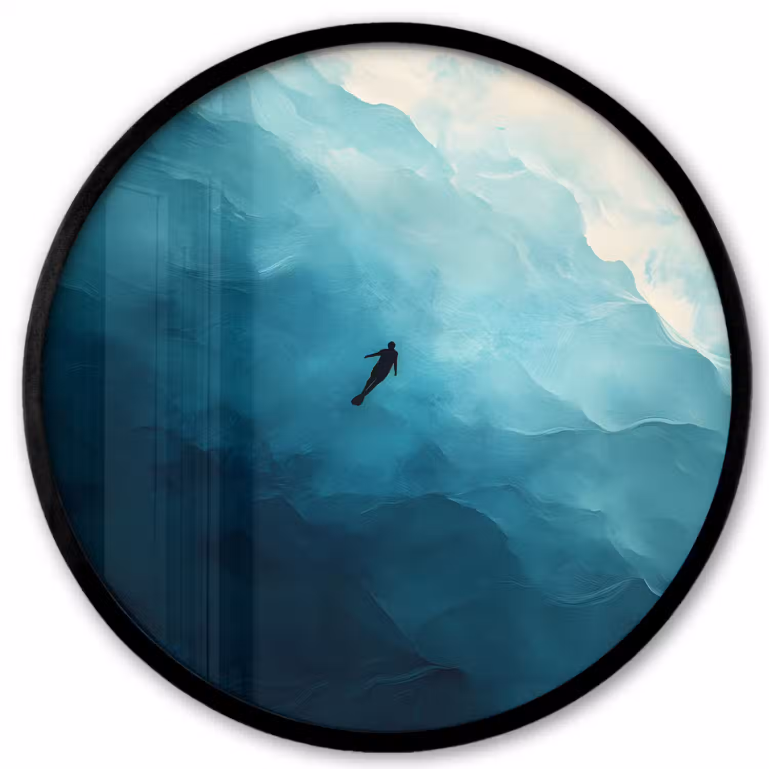 Zee - Silhouet - Abstract - Blauw Fotolijst rond zonder passe partout klein -3d