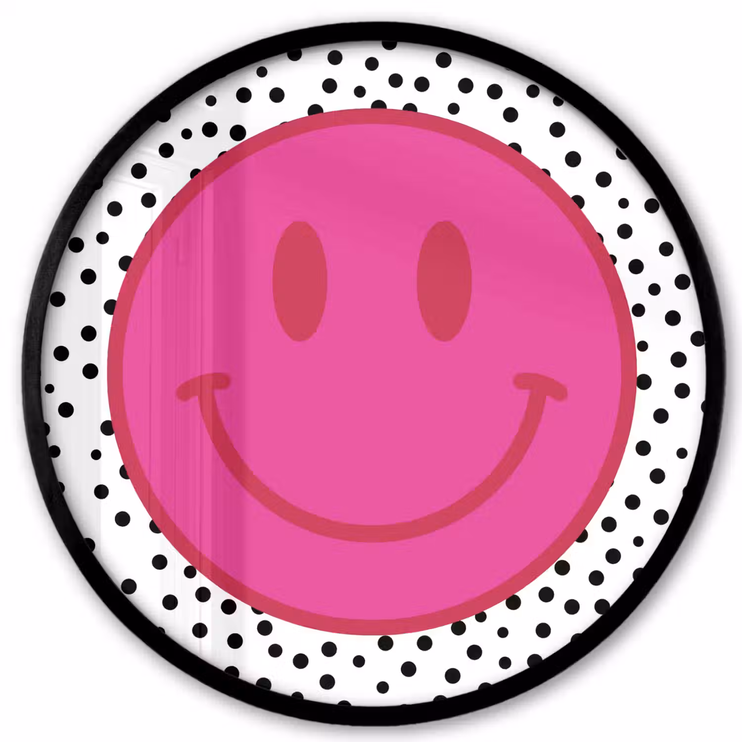 Smiley - Roze - Stippen Fotolijst rond zonder passe partout klein -3d