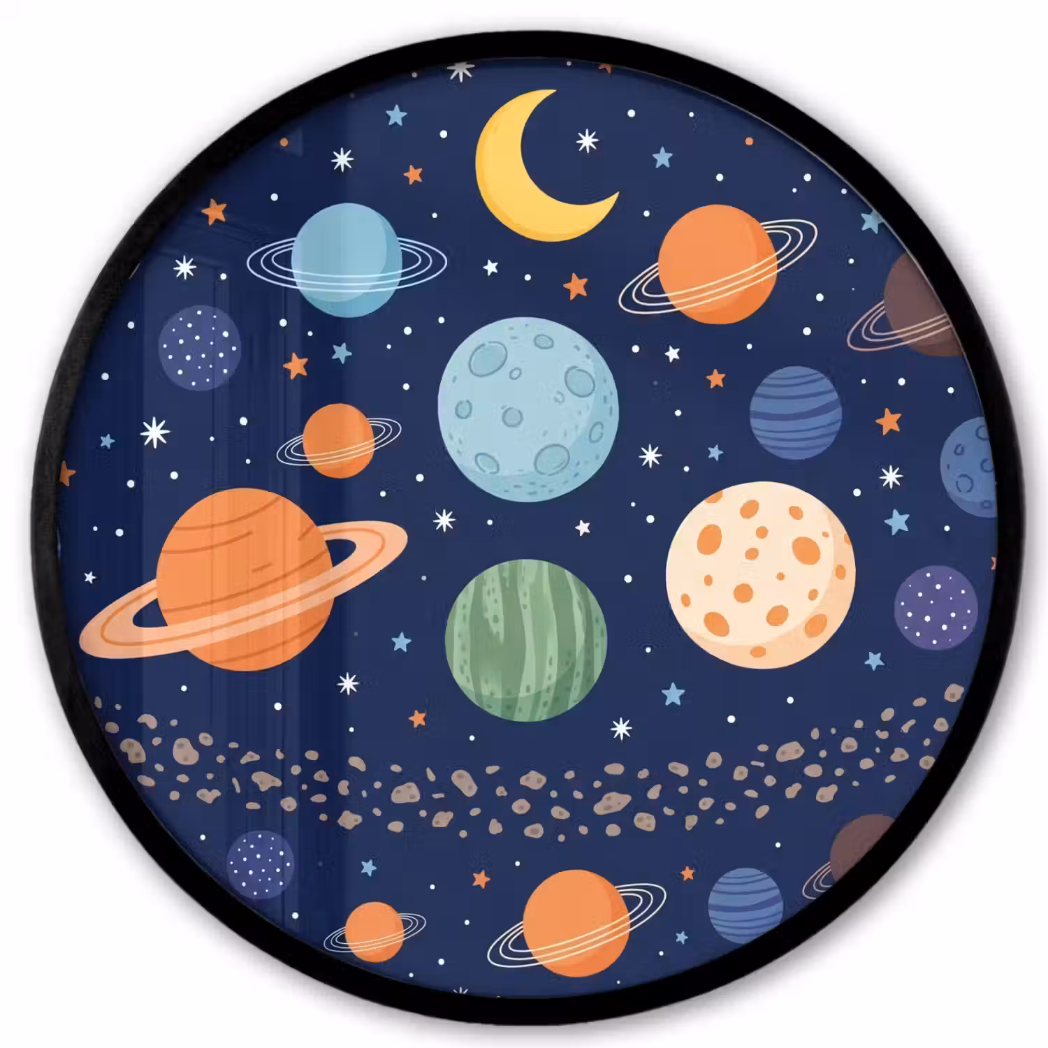 Ruimte - Planeten - Kleurrijk Fotolijst rond zonder passe partout klein -3d