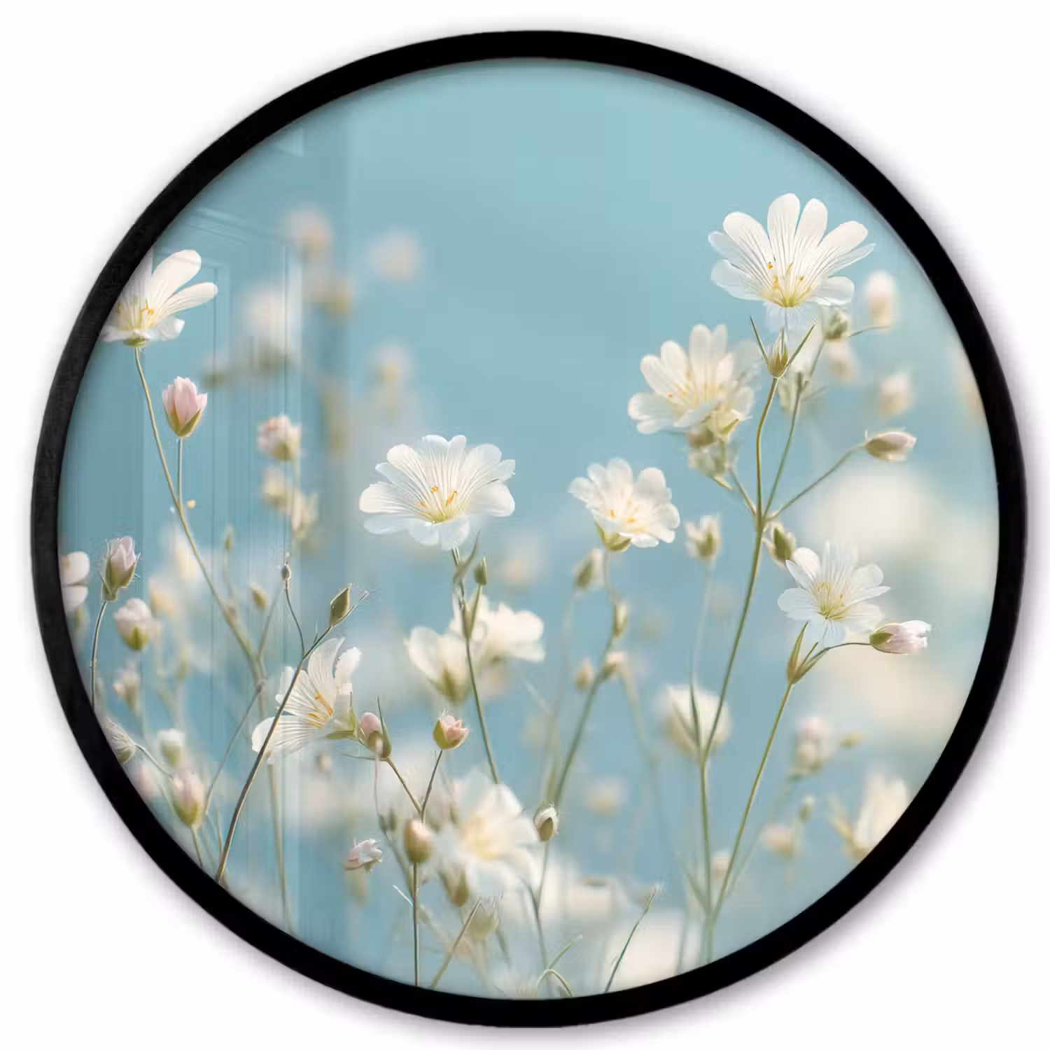 Stengels - Bloemen - Lucht - Wit Fotolijst rond zonder passe partout klein -3d