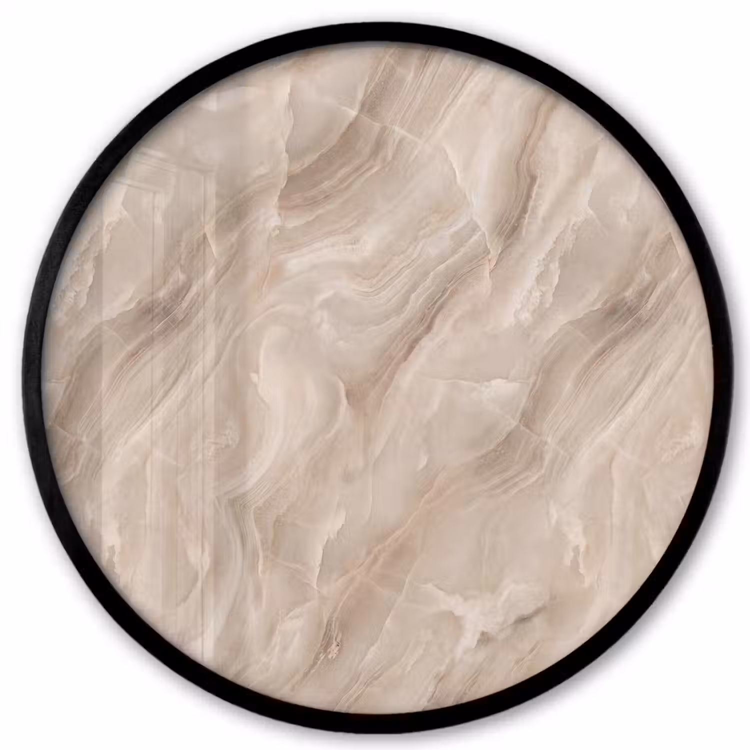 Steen - Golvend - Abstract - Beige Fotolijst rond zonder passe partout klein -3d