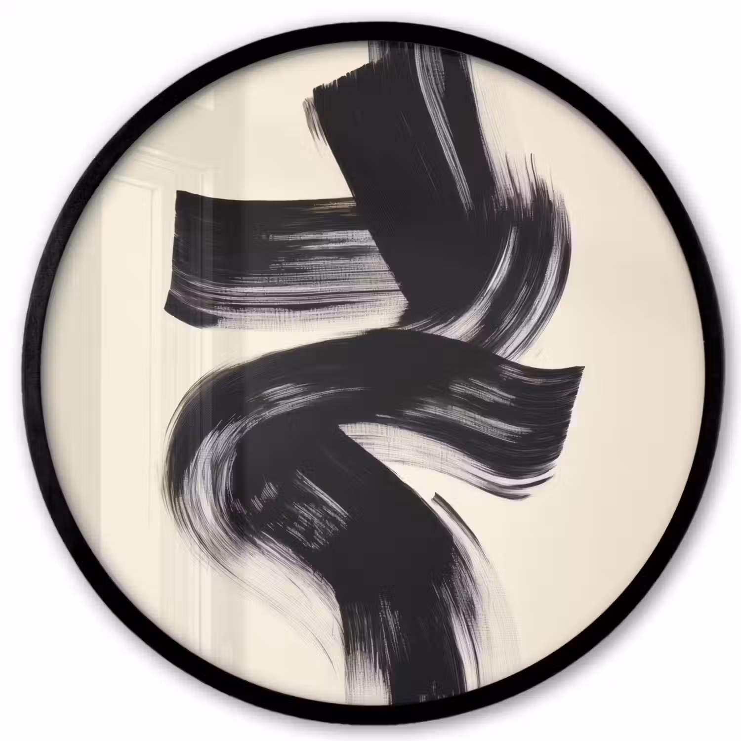 Strepen - Zwart - Abstract Fotolijst rond zonder passe partout klein -3d