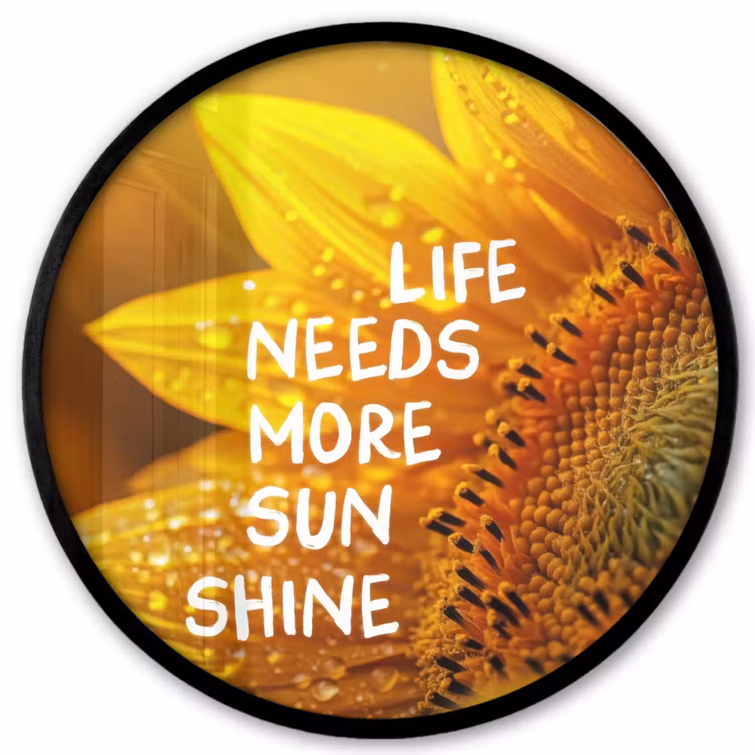 Zonnebloem - Close up - Geel - Quote Fotolijst rond zonder passe partout klein -3d