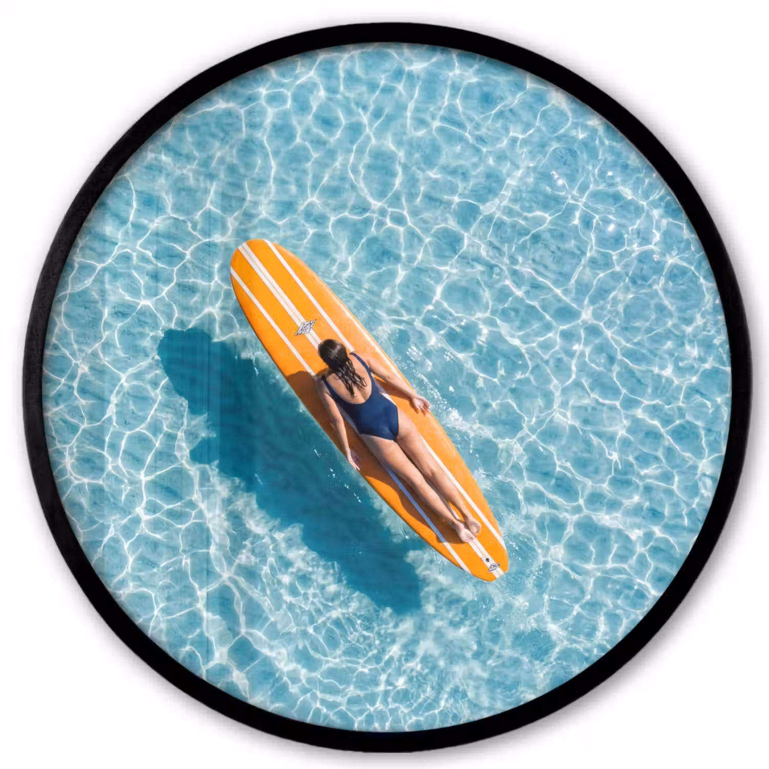 Surfboard - Water - Badpak - Oranje Fotolijst rond zonder passe partout klein -3d