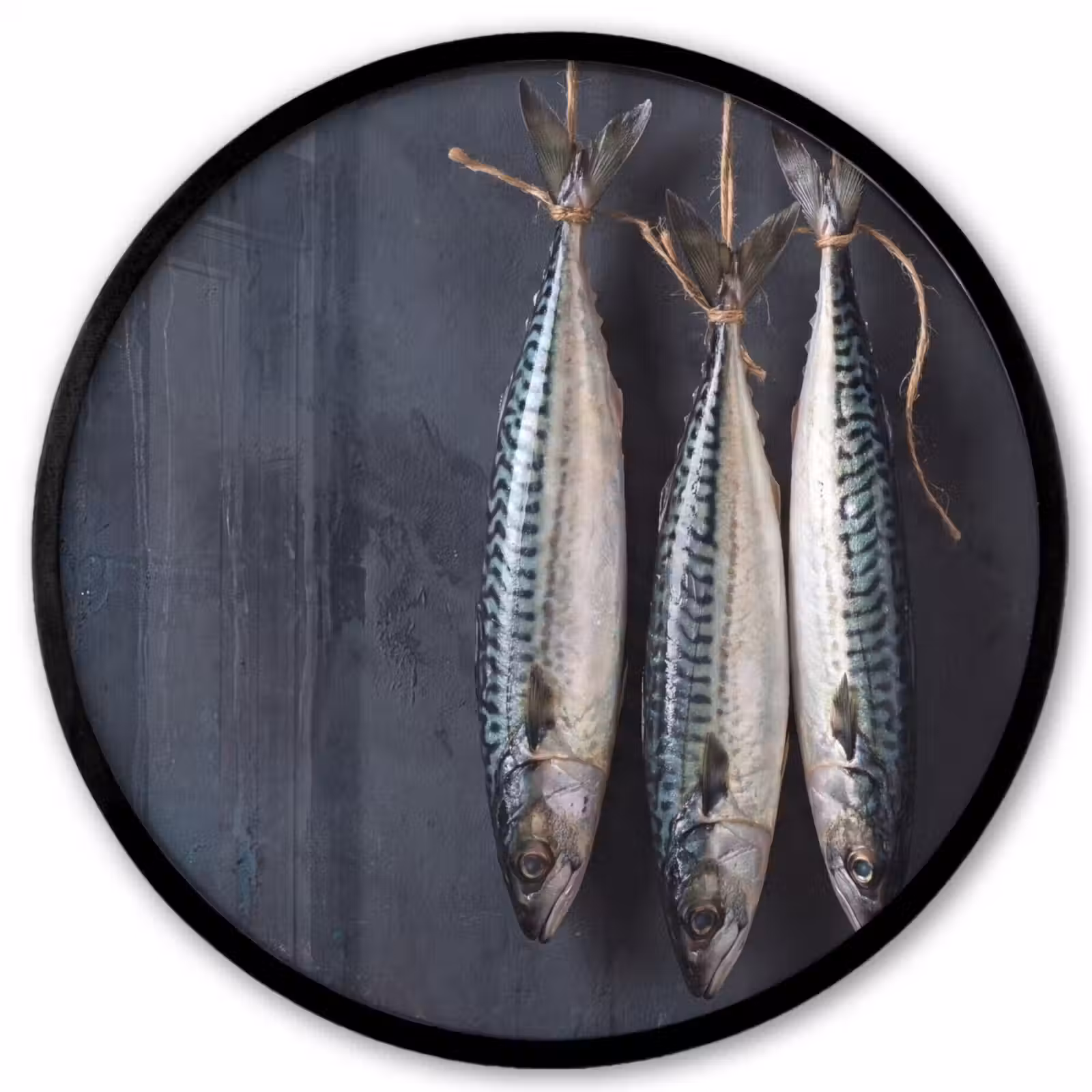 Photo Frame Round - Three Fish - Rope - Drie vissen - Touw Fotolijst rond zonder passe partout klein