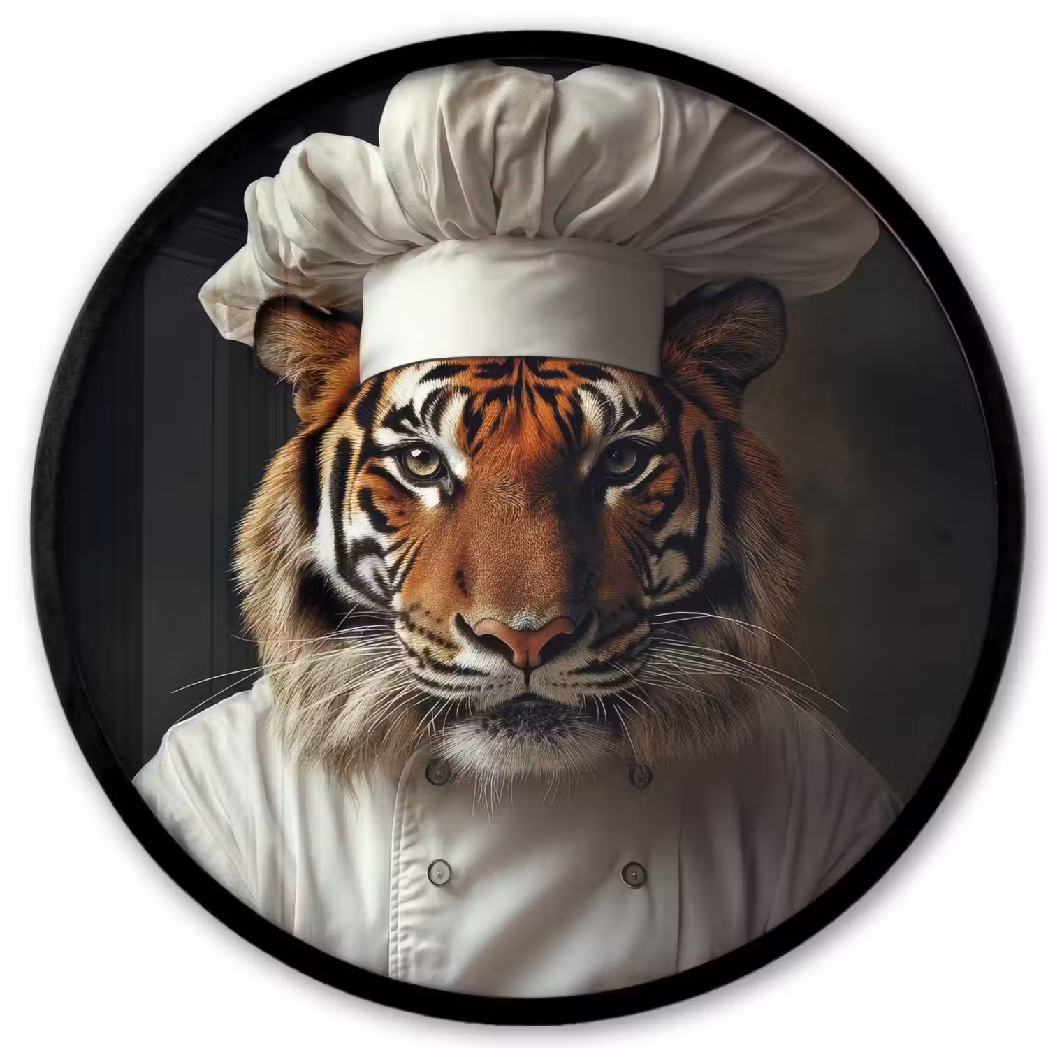 Tijger - Kokskleding - Bruin Fotolijst rond zonder passe partout klein -3d