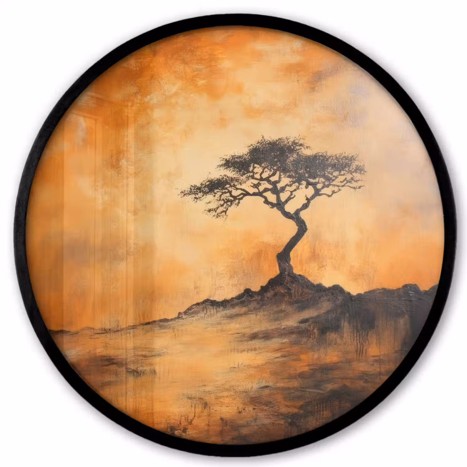 Boom - Landschap - Oranje Fotolijst rond zonder passe partout klein -3d