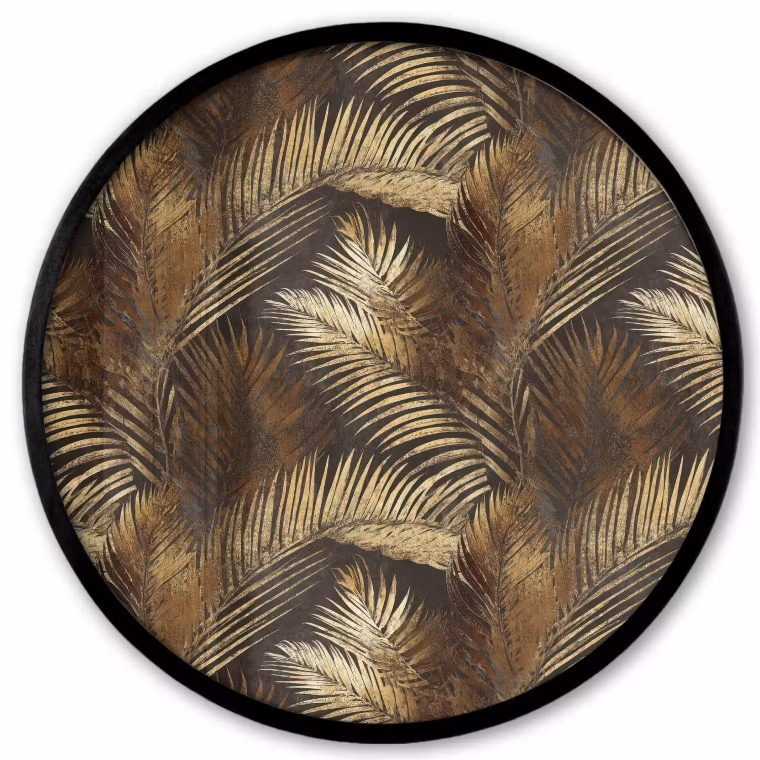 Tropisch - Bladeren - Goud Fotolijst rond zonder passe partout klein 856 -3d