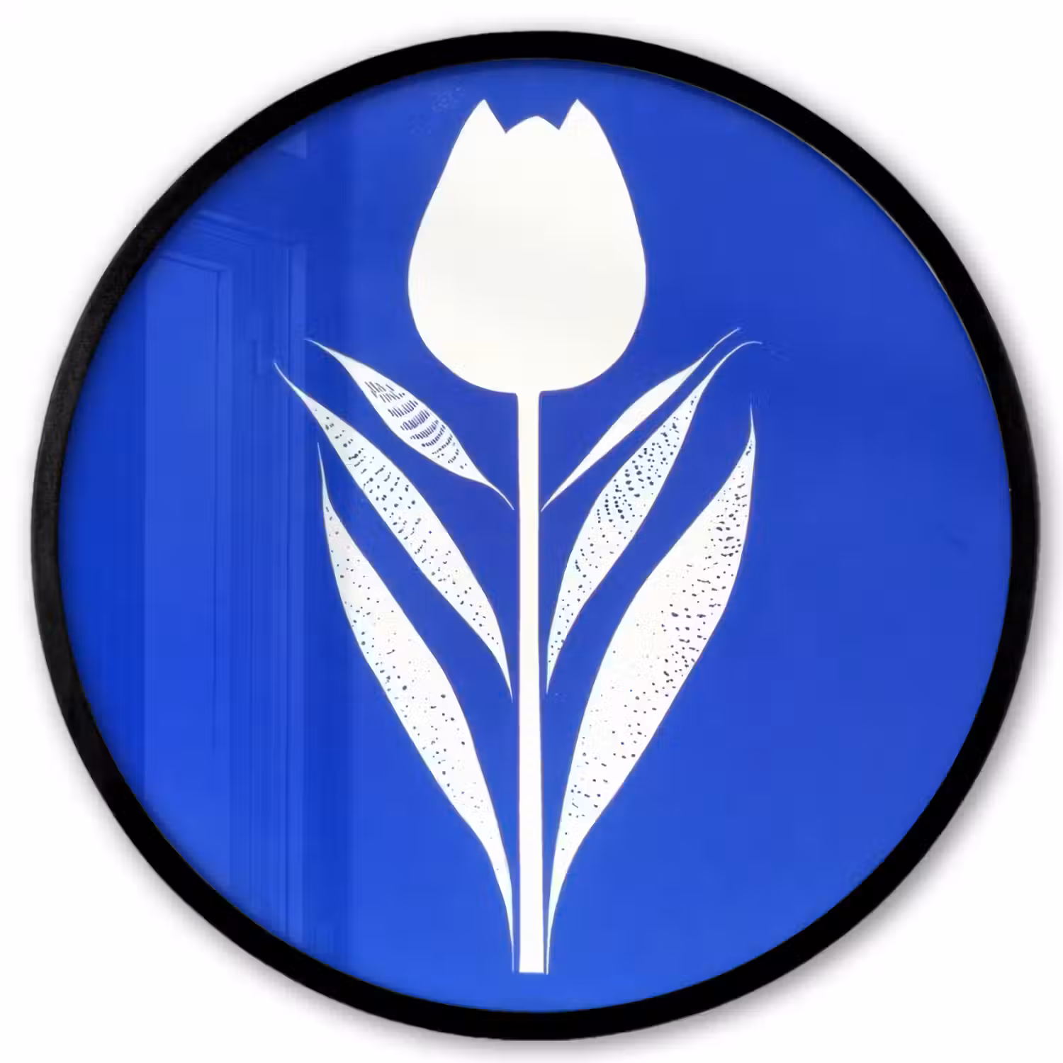 Tulp - Minimalistisch - Bladeren - Wit Fotolijst rond zonder passe partout klein -3d