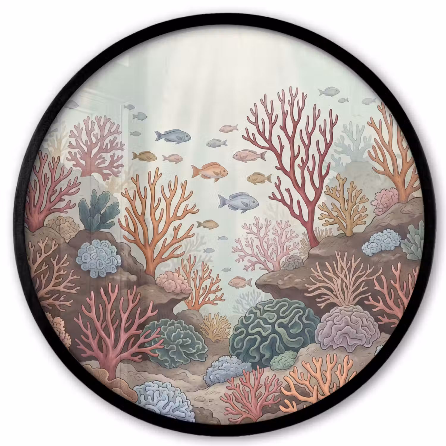 Onderwater - Koraal - Vis - Natuur Fotolijst rond zonder passe partout klein -3d