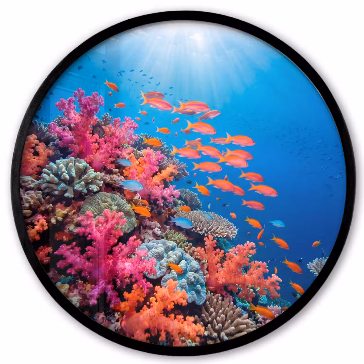 Onderwater - Koraalrif - Vissen - Oceaan - Natuur Fotolijst rond zonder passe partout klein -3d