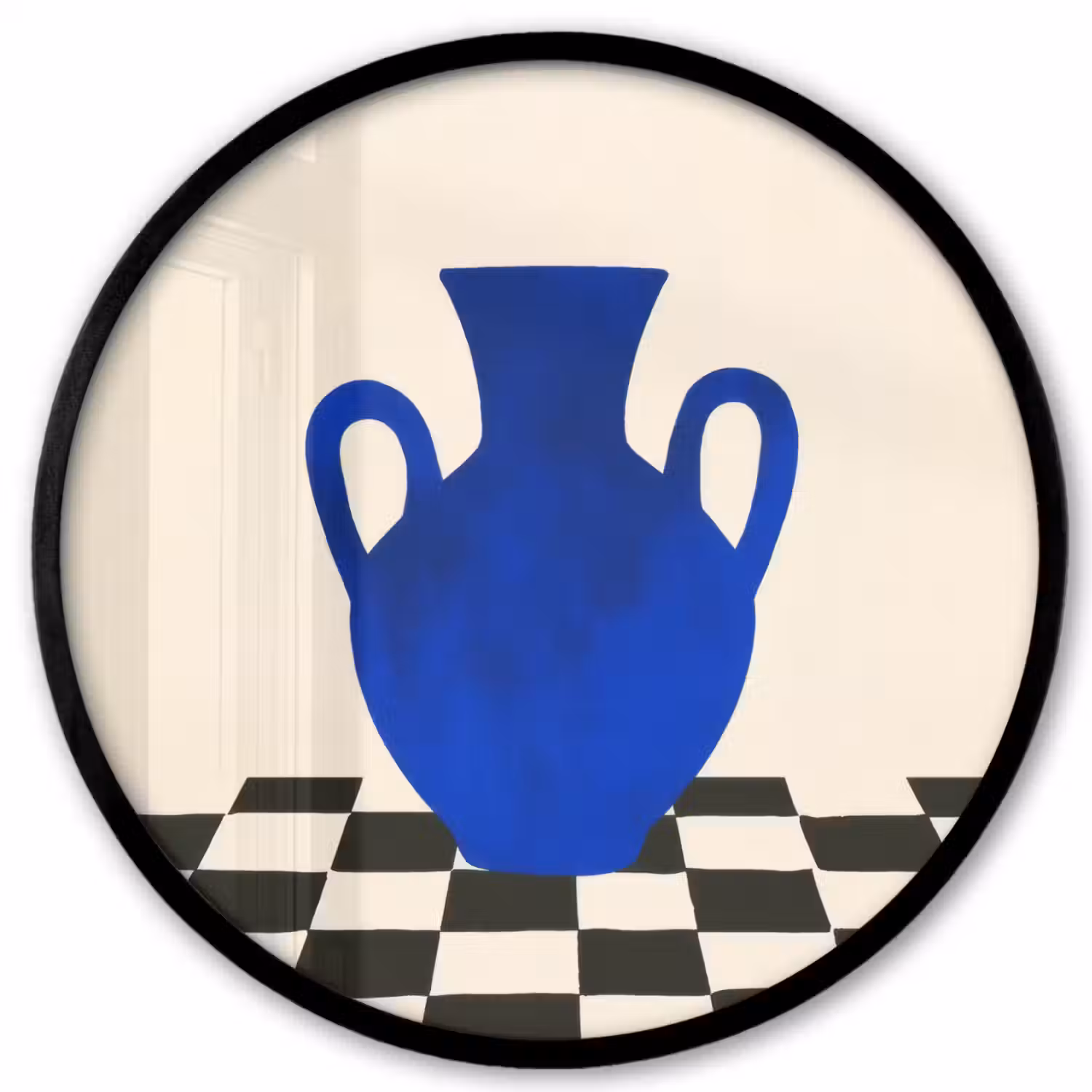 Vaas - Blauw - Geblokt - Modern Fotolijst rond zonder passe partout klein -3d