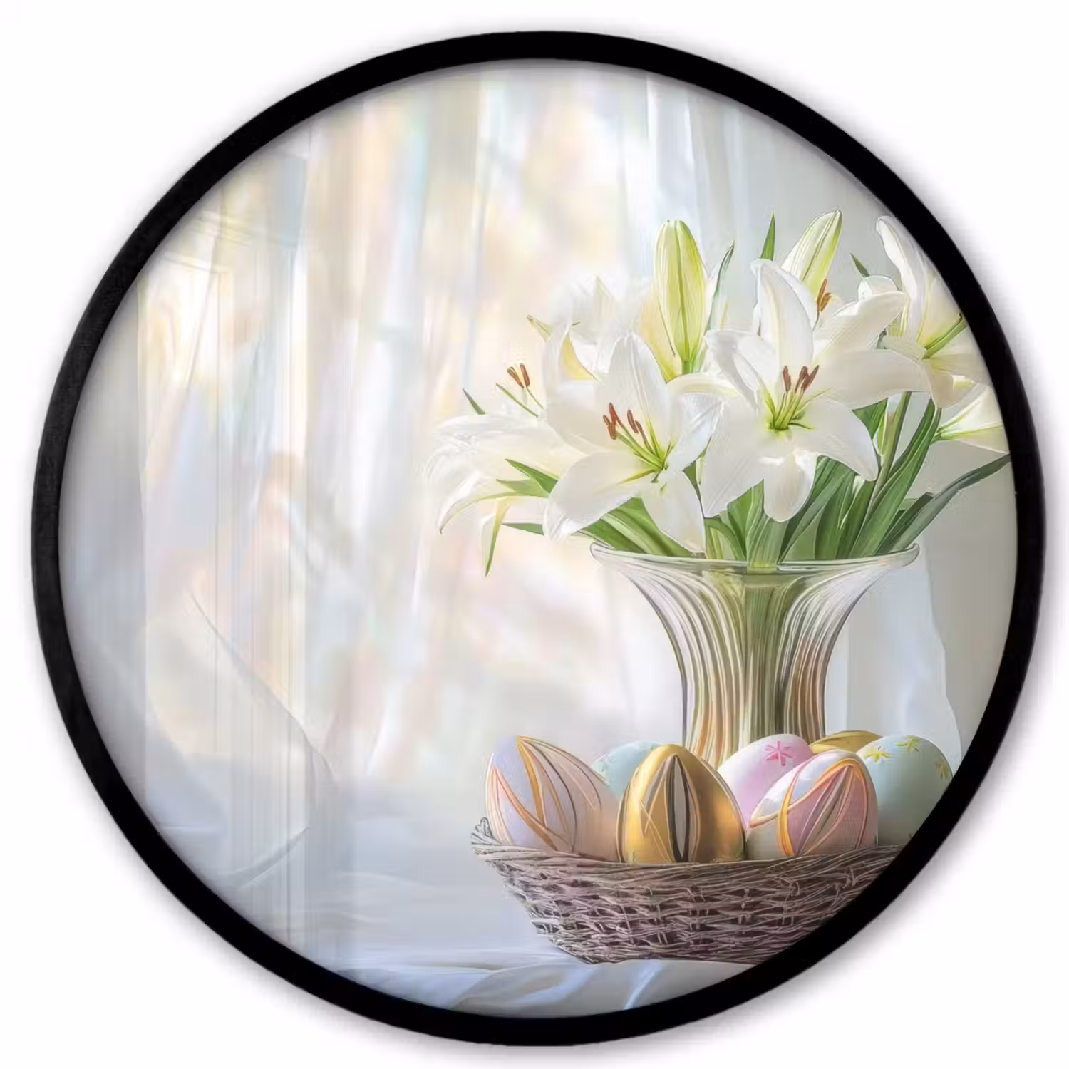 Vaas - Eieren - Bloemen Fotolijst rond zonder passe partout klein -3d