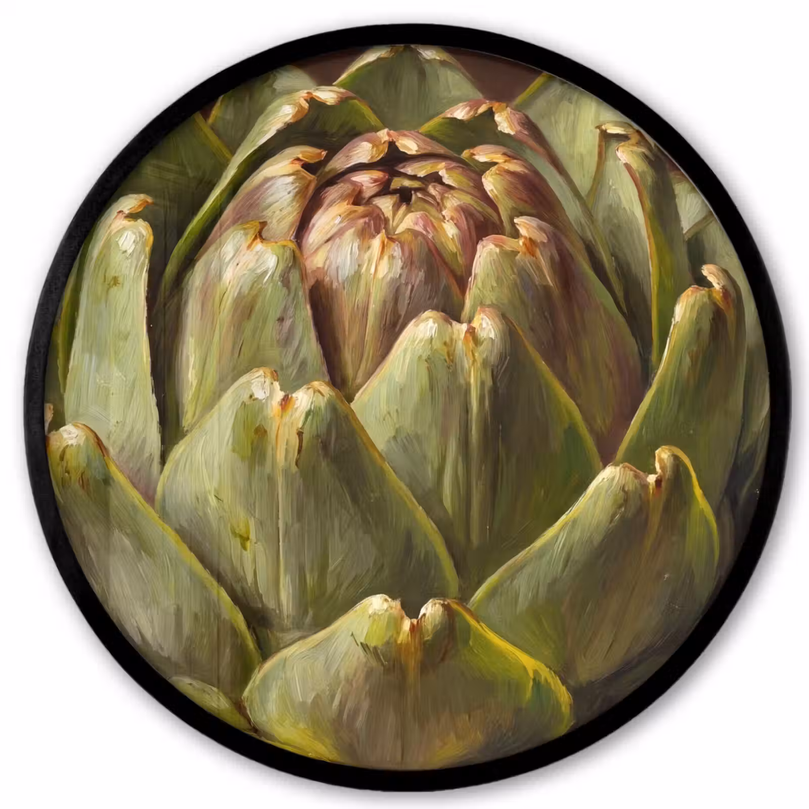 Photo Frame Round - Vegetable - Artichoke - Green - Groente - Artisjok - Groen Fotolijst rond zonder passe partout klein