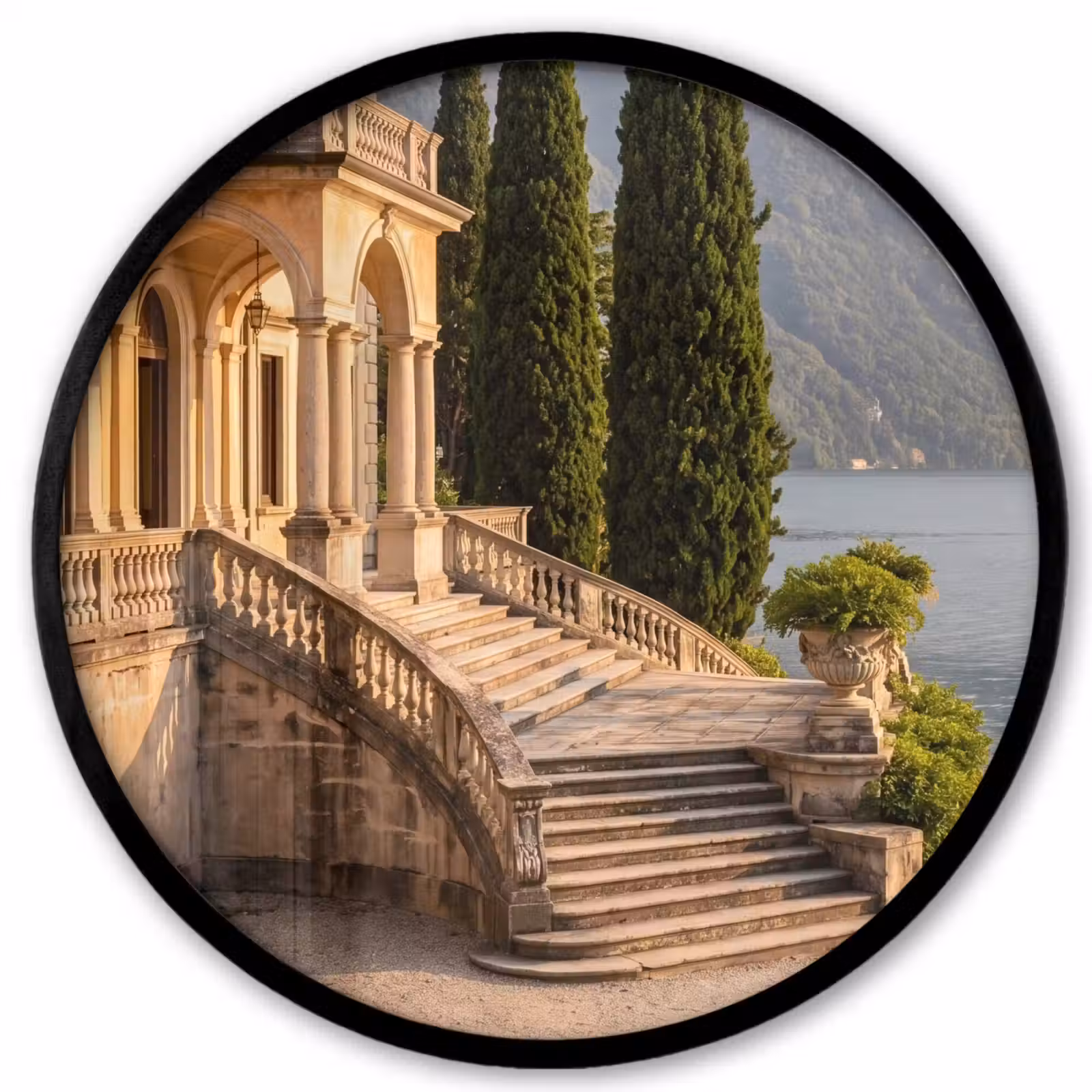 Photo Frame Round - Villa - Water - Stairs - Villa - water -trappen Fotolijst rond zonder passe partout klein