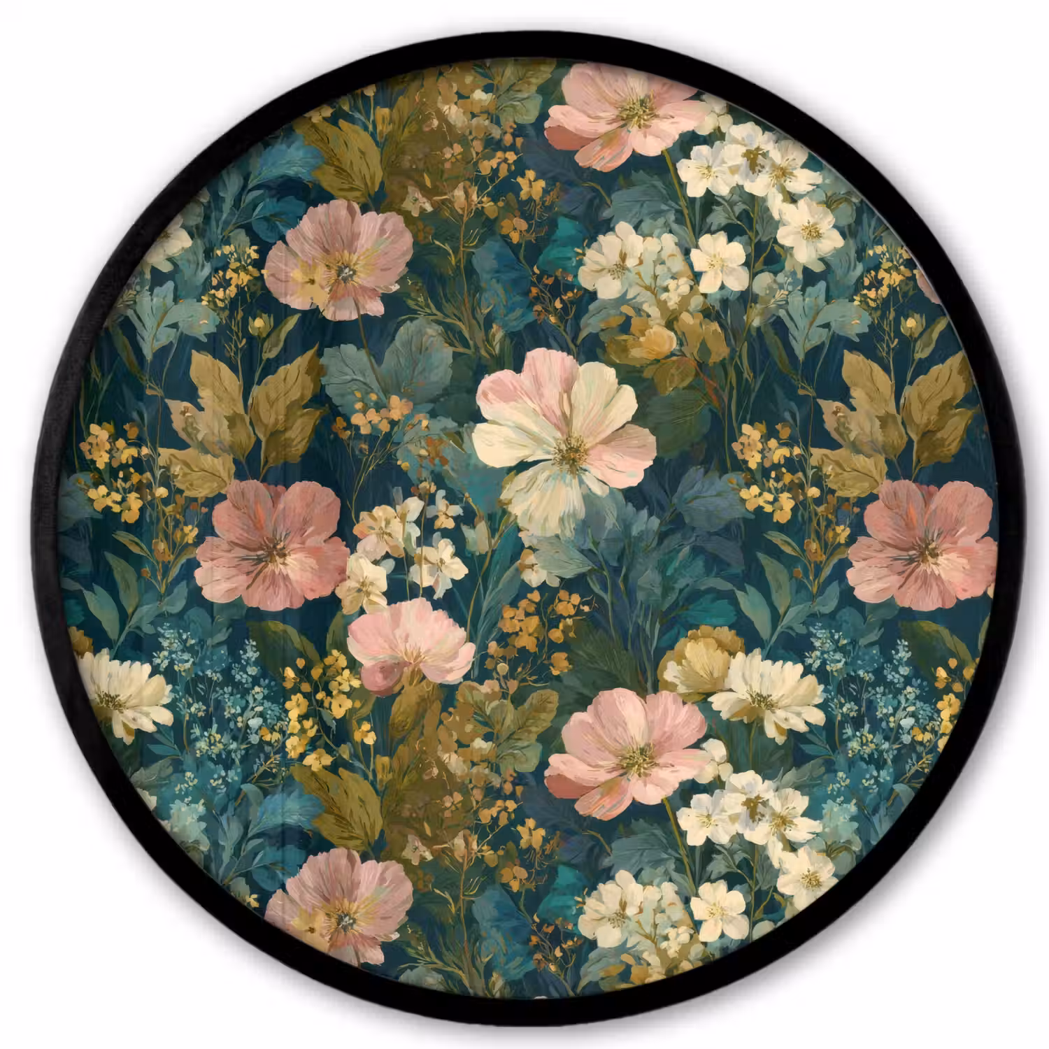 Wilde bloemen - Botanisch - Patroon - Roze - Romantisch Fotolijst rond zonder passe partout klein 856 -3d