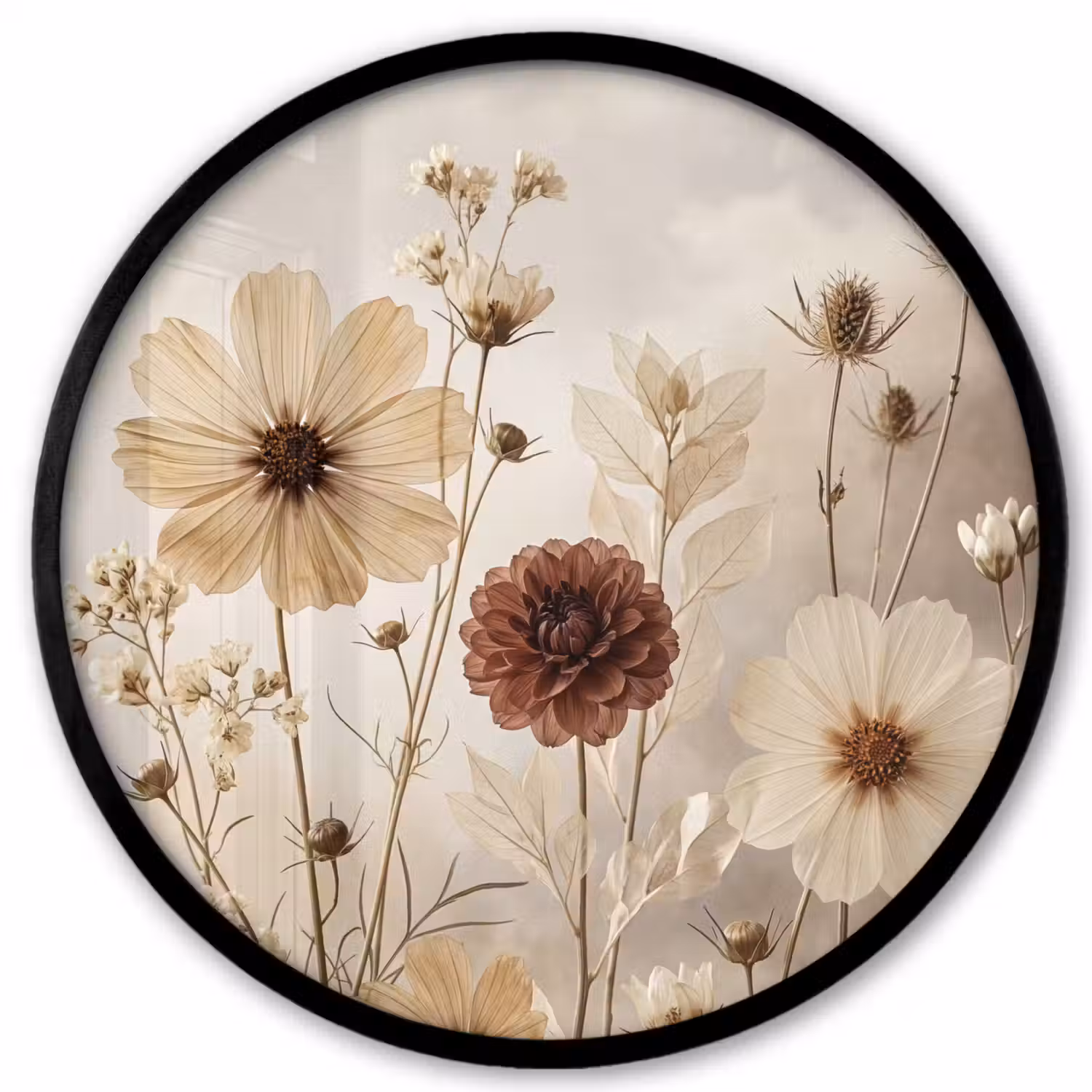 Wilde bloemen - Botanisch - Vintage - Natuur - Rustiek Fotolijst rond zonder passe partout klein -3d