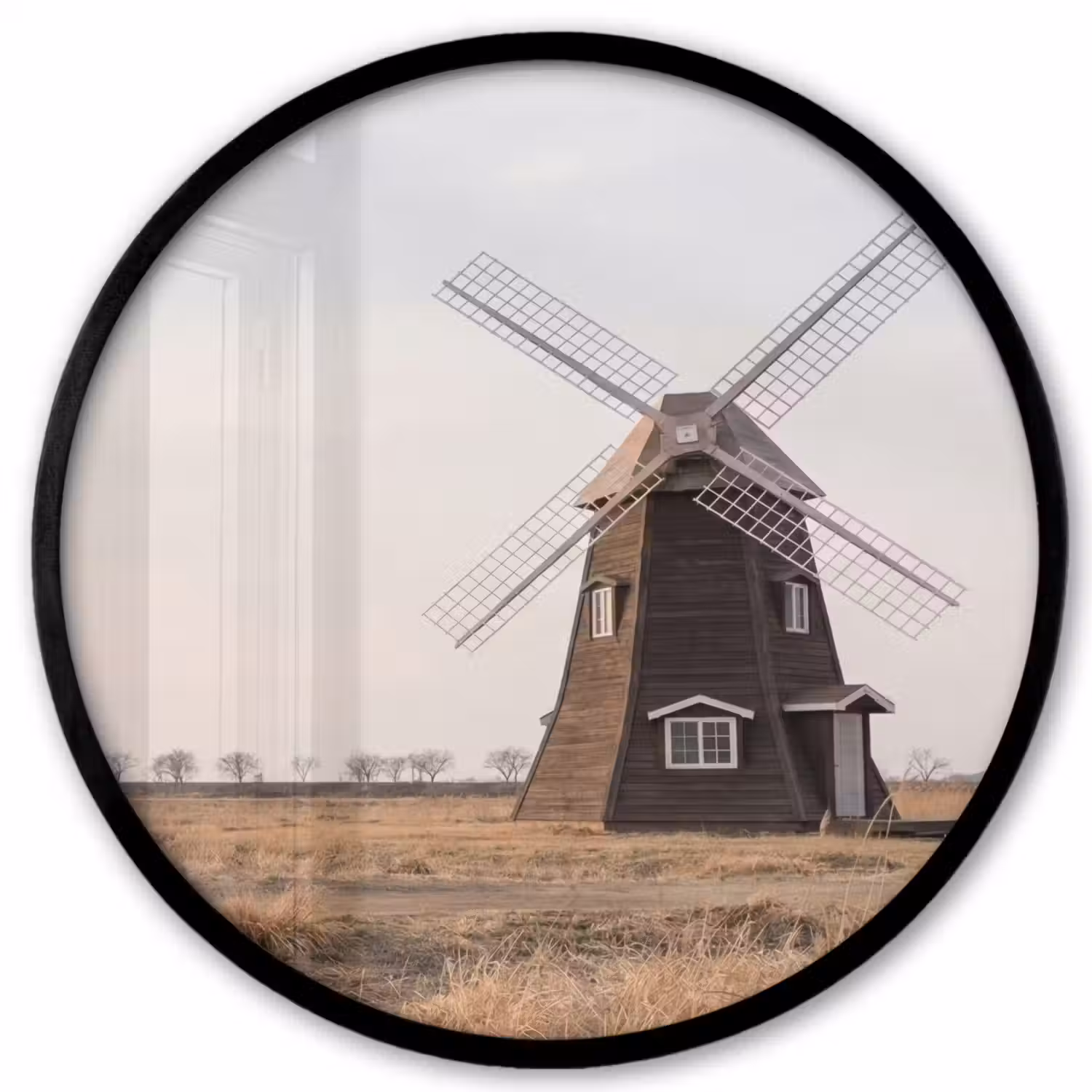 Windmolens - Landschap - Veld Fotolijst rond zonder passe partout klein -3d