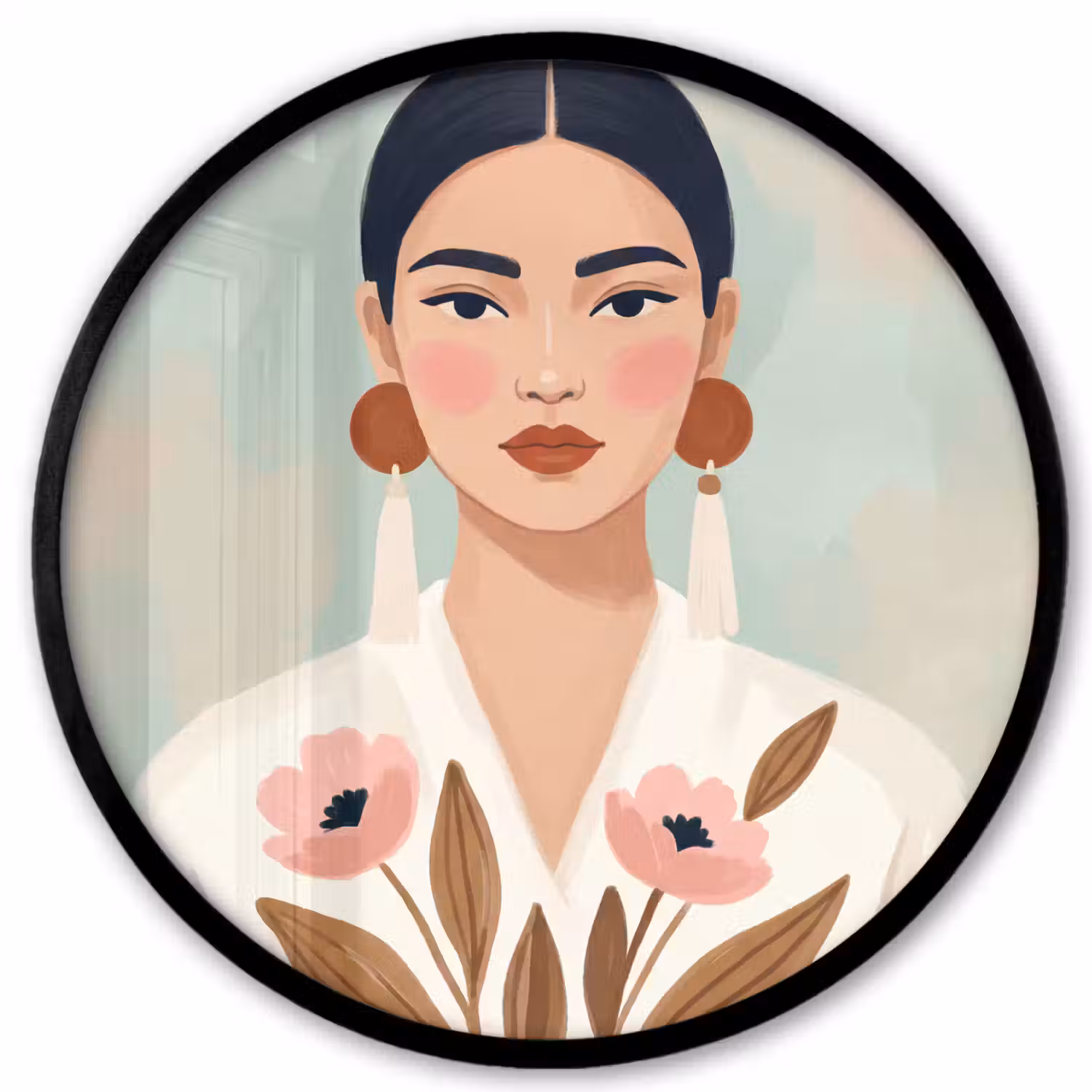 Vrouw - Kimono - Pastel Fotolijst rond zonder passe partout klein -3d