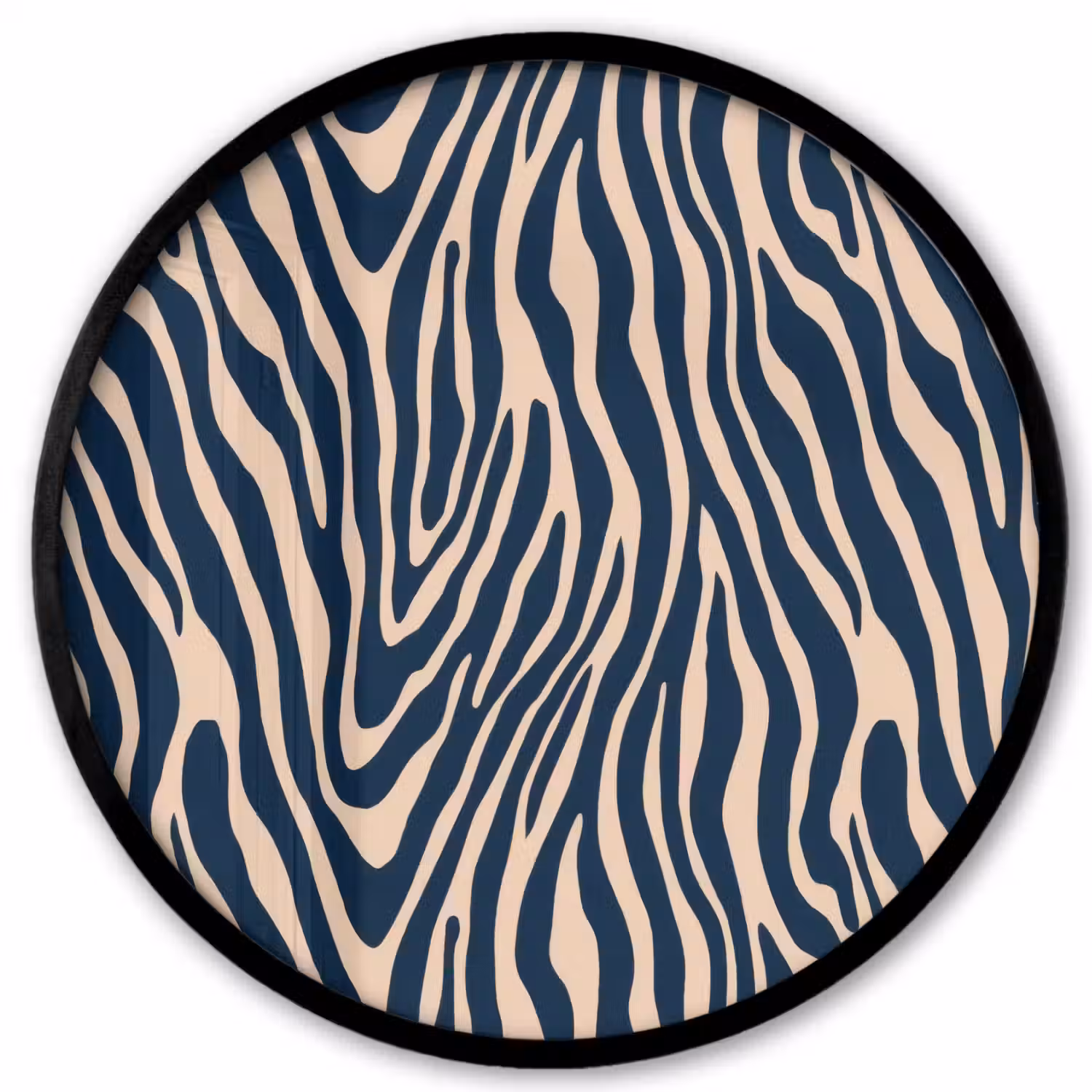 Zebra - Patroon - Blauw - Beige Fotolijst rond zonder passe partout klein 856 -3d