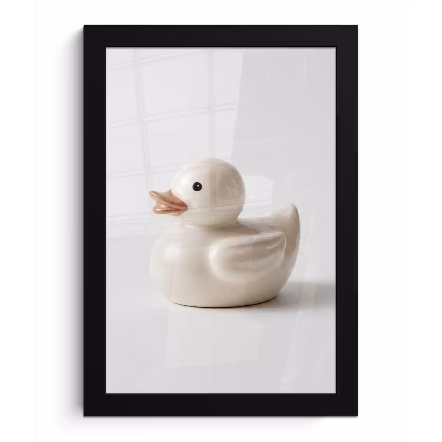 Badeend - Minimalistisch - Wit fotolijst zwart zonder passe partout klein -3d