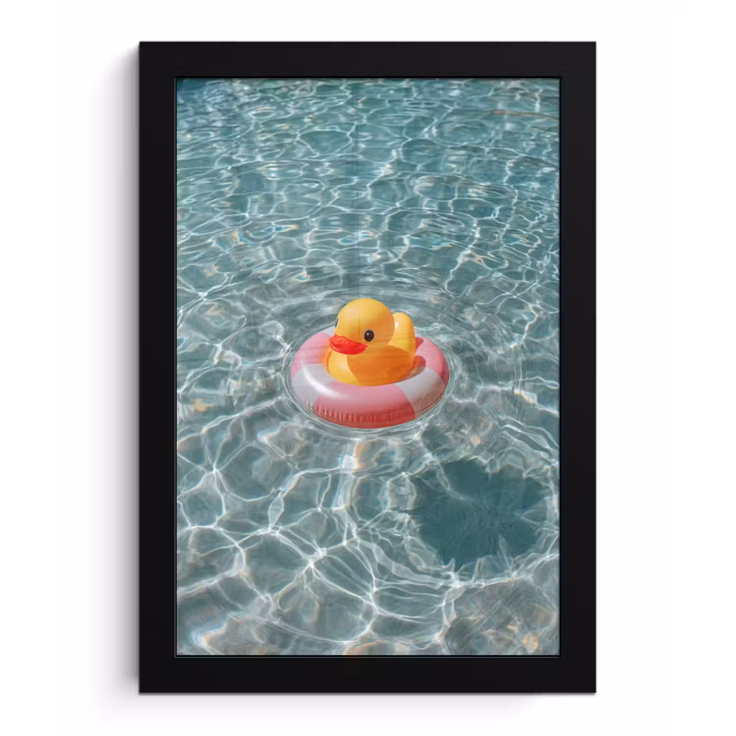 Badeend - Zwemband - Geel fotolijst zwart zonder passe partout klein -3d