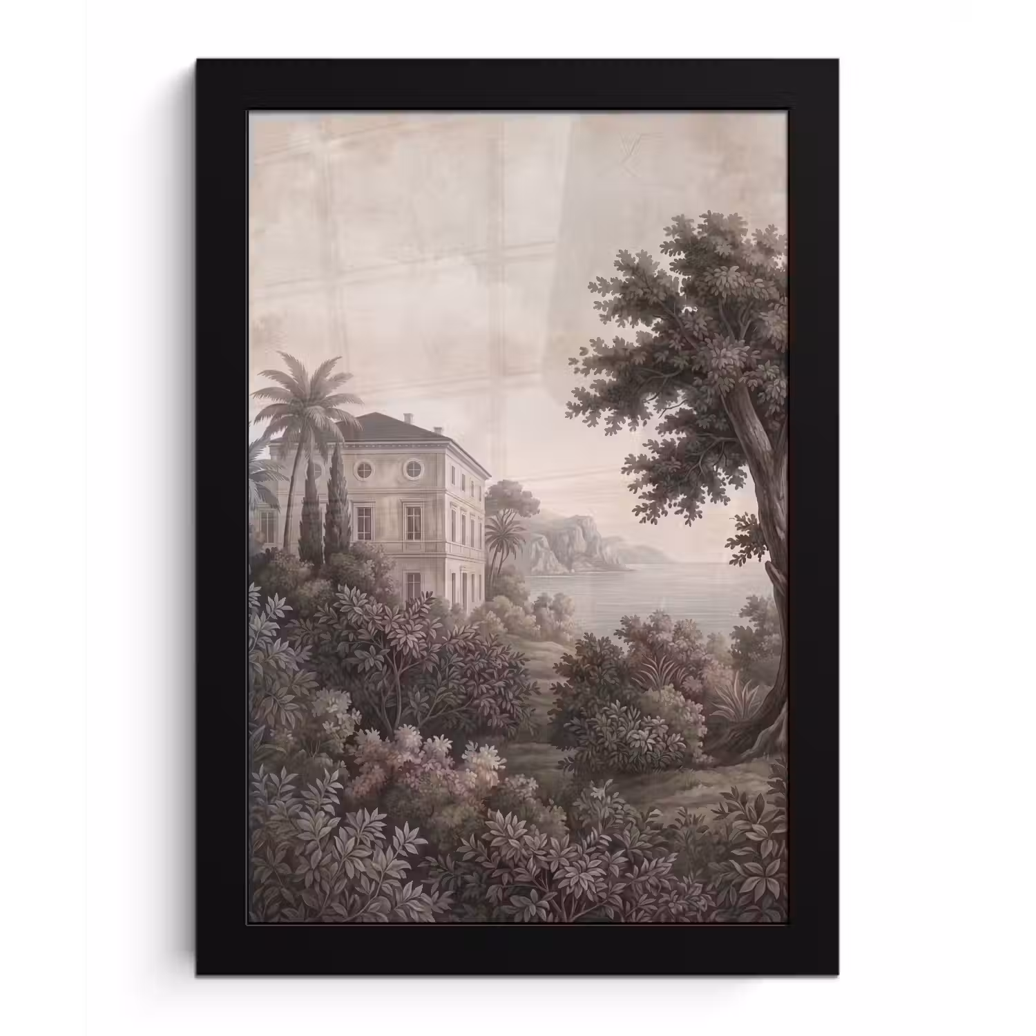 Zee - Villa - Beige fotolijst zwart zonder passe partout klein -3d
