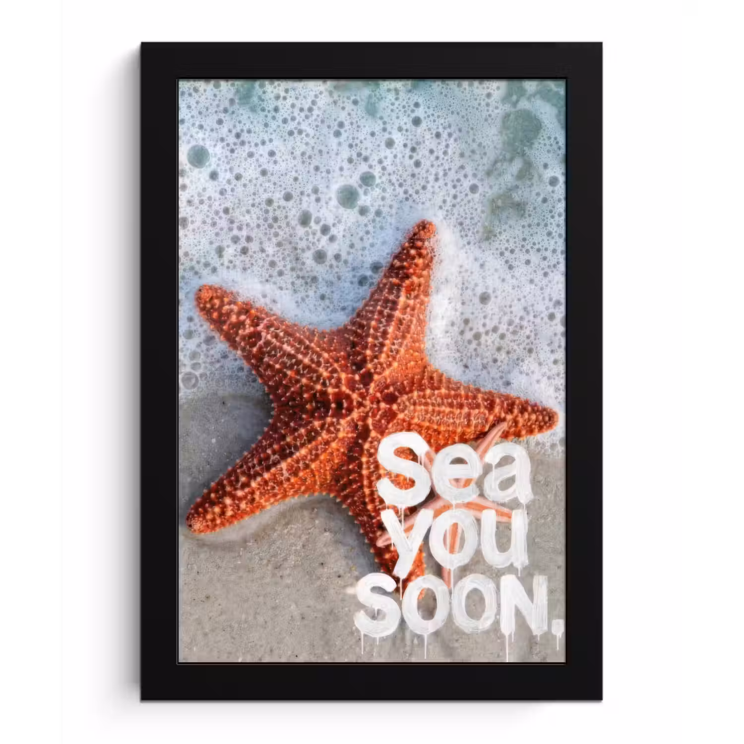 Sea you soon - Zeester - Zee fotolijst zwart zonder passe partout klein -3d