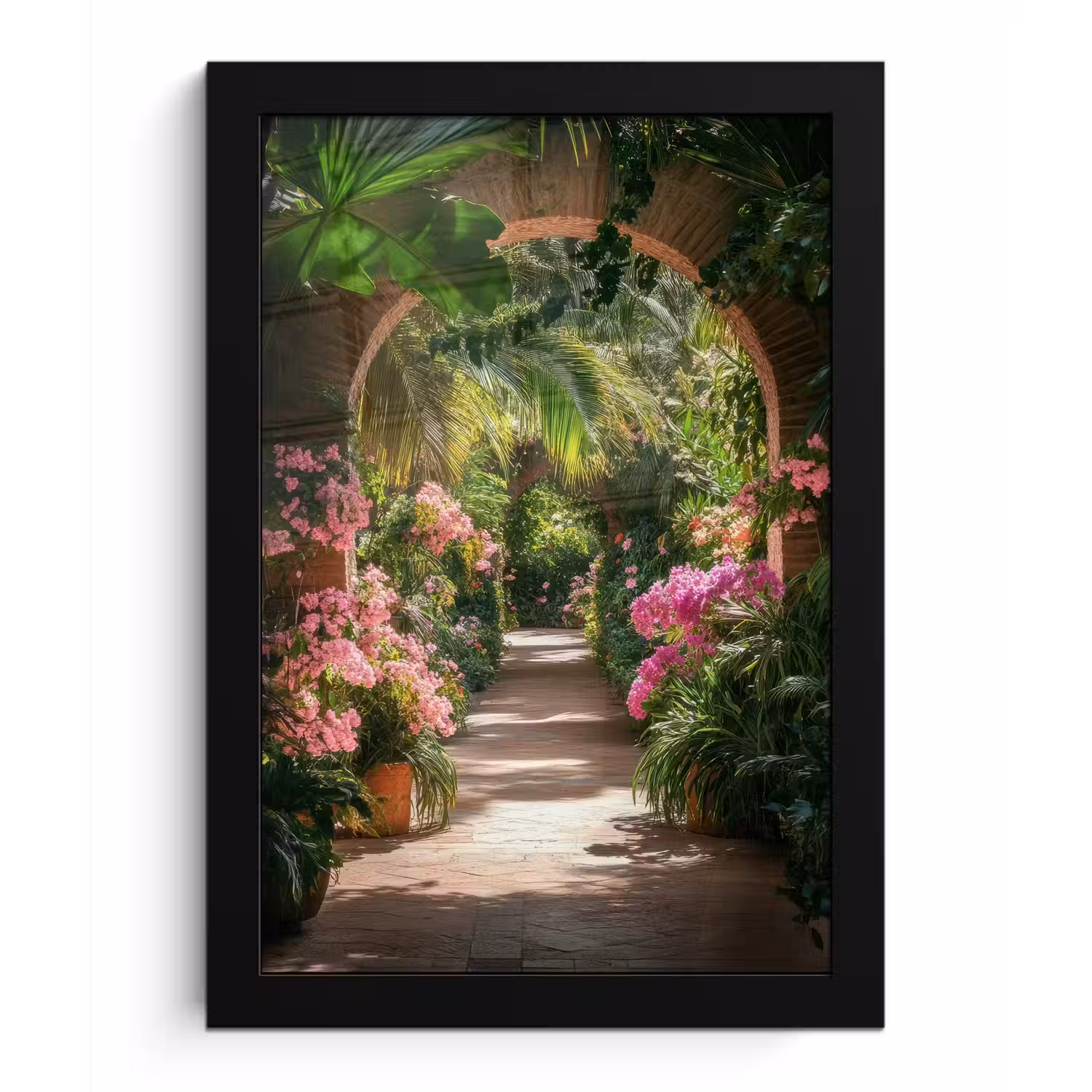 Doorkijk - Tropisch - Bloemen - Natuur fotolijst zwart zonder passe partout klein -3d
