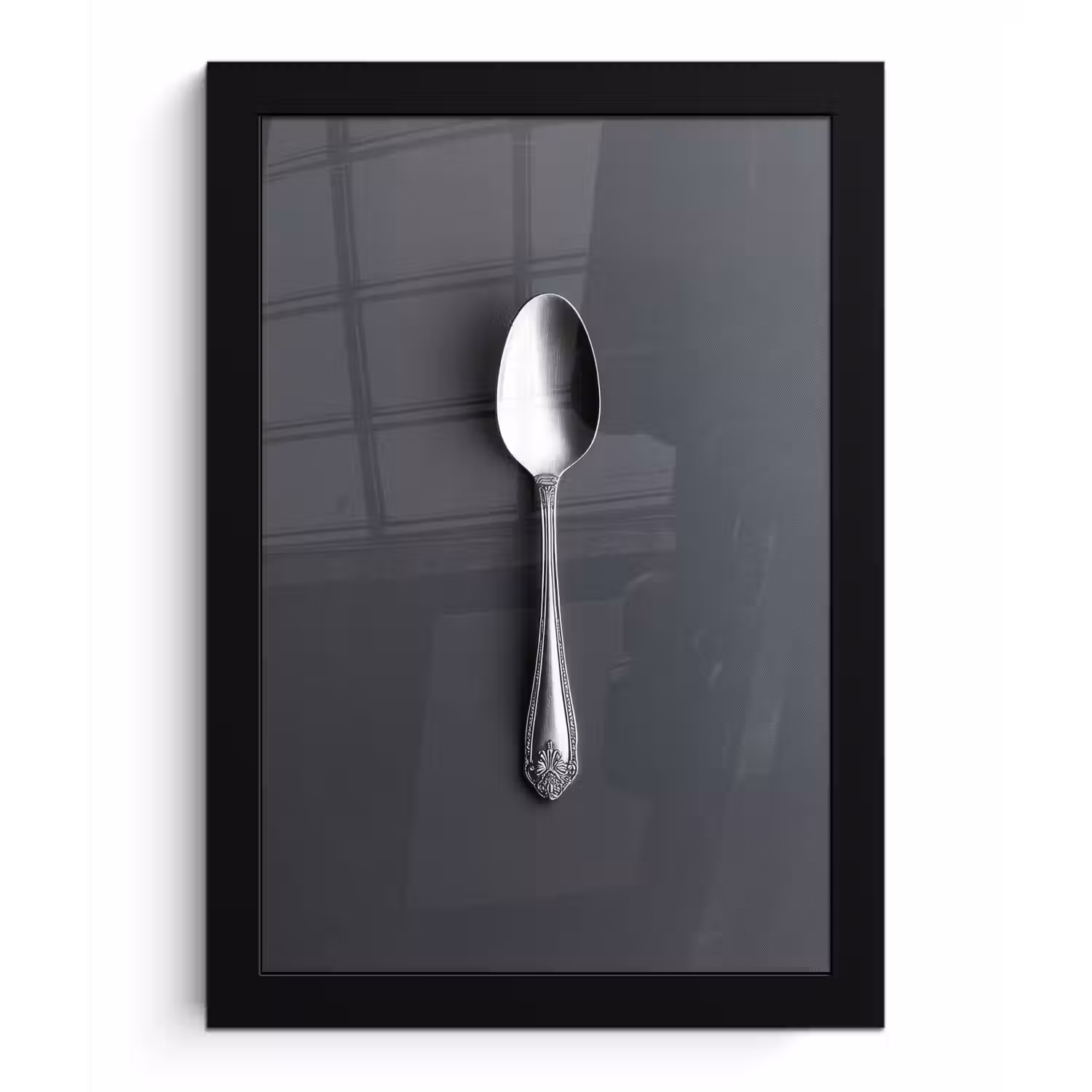 Zilver - Metaal - Lepel fotolijst zwart zonder passe partout klein -3d