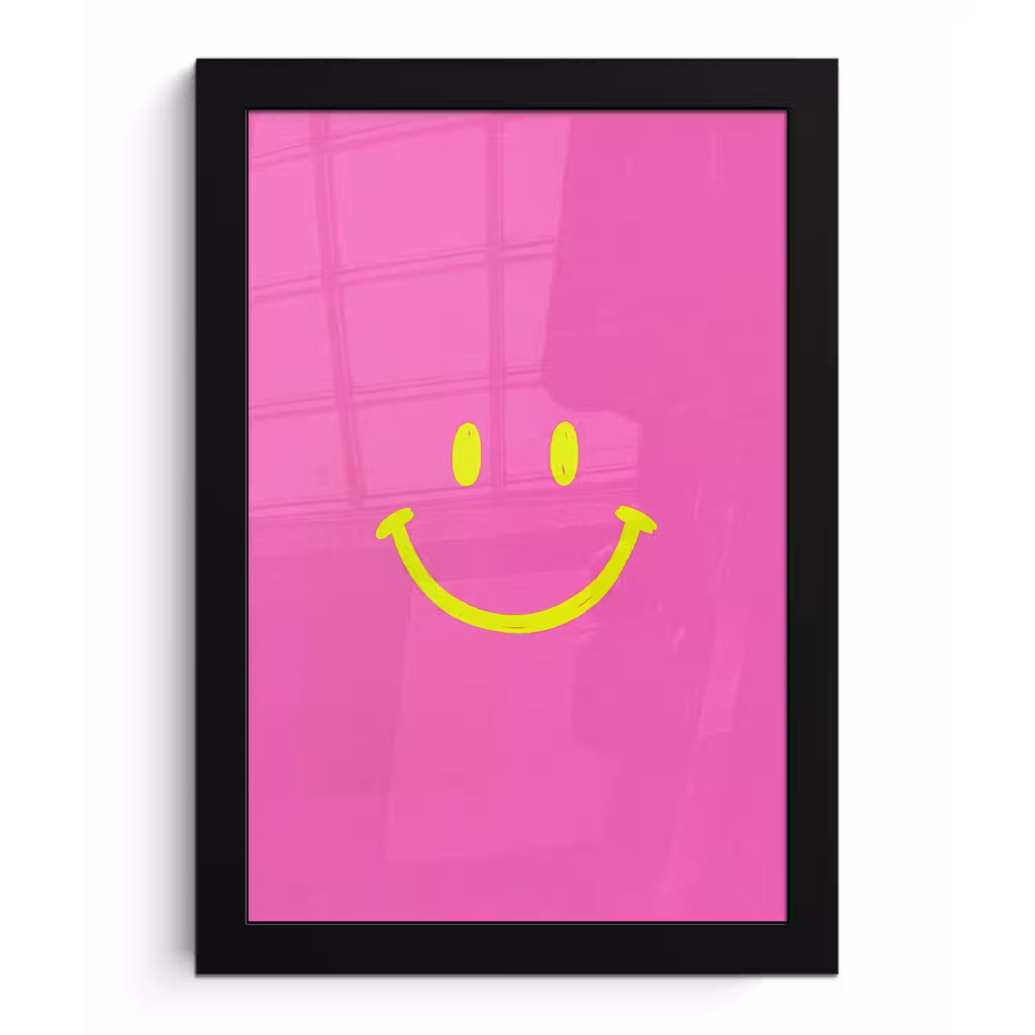 Smiley - Vrolijk - Roze fotolijst zwart zonder passe partout klein -3d
