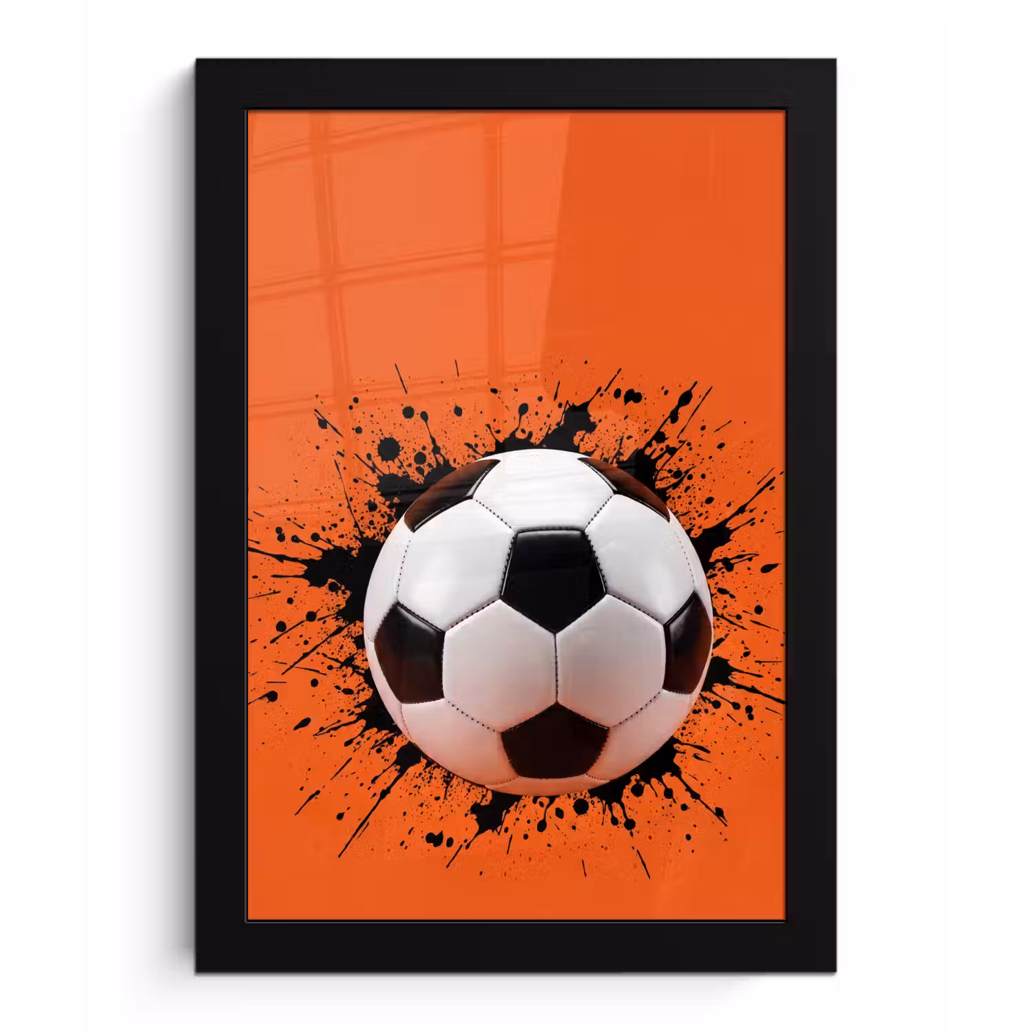 Voetbal - Verf - Sport - Oranje fotolijst zwart zonder passe partout klein -3d