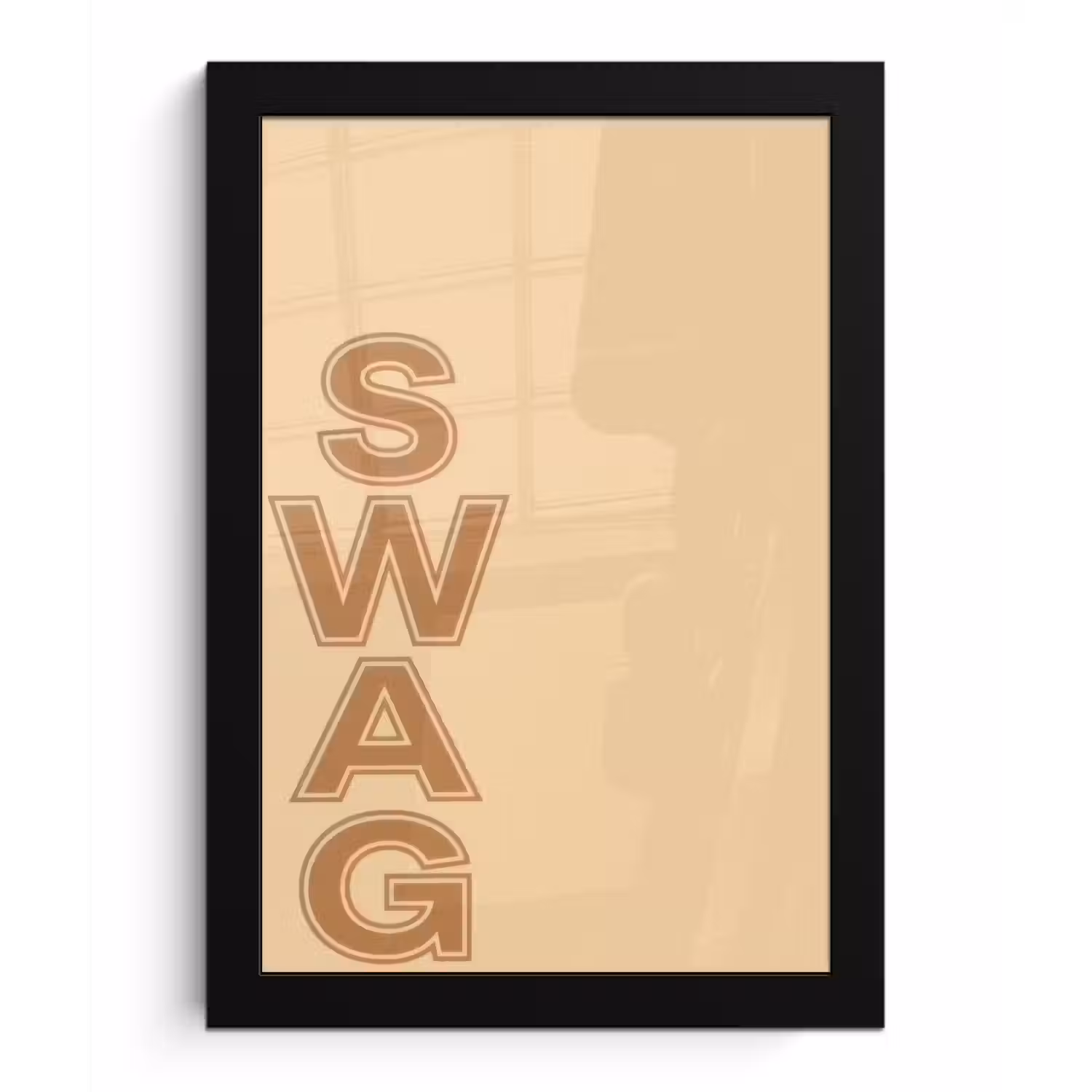 Swag - Bruin - Beige fotolijst zwart zonder passe partout klein -3d
