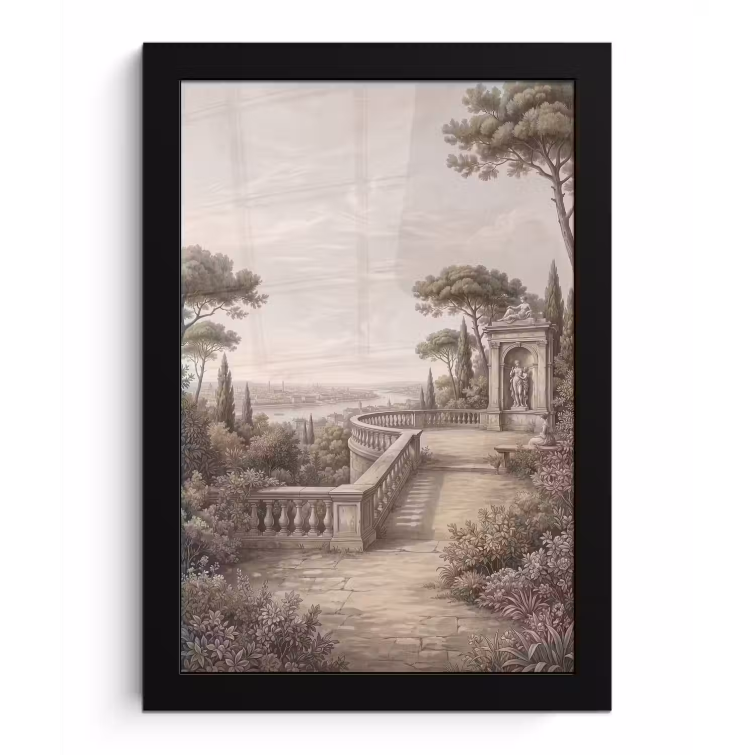 Terras - Stad - Uitzicht - Rivier fotolijst zwart zonder passe partout klein -3d