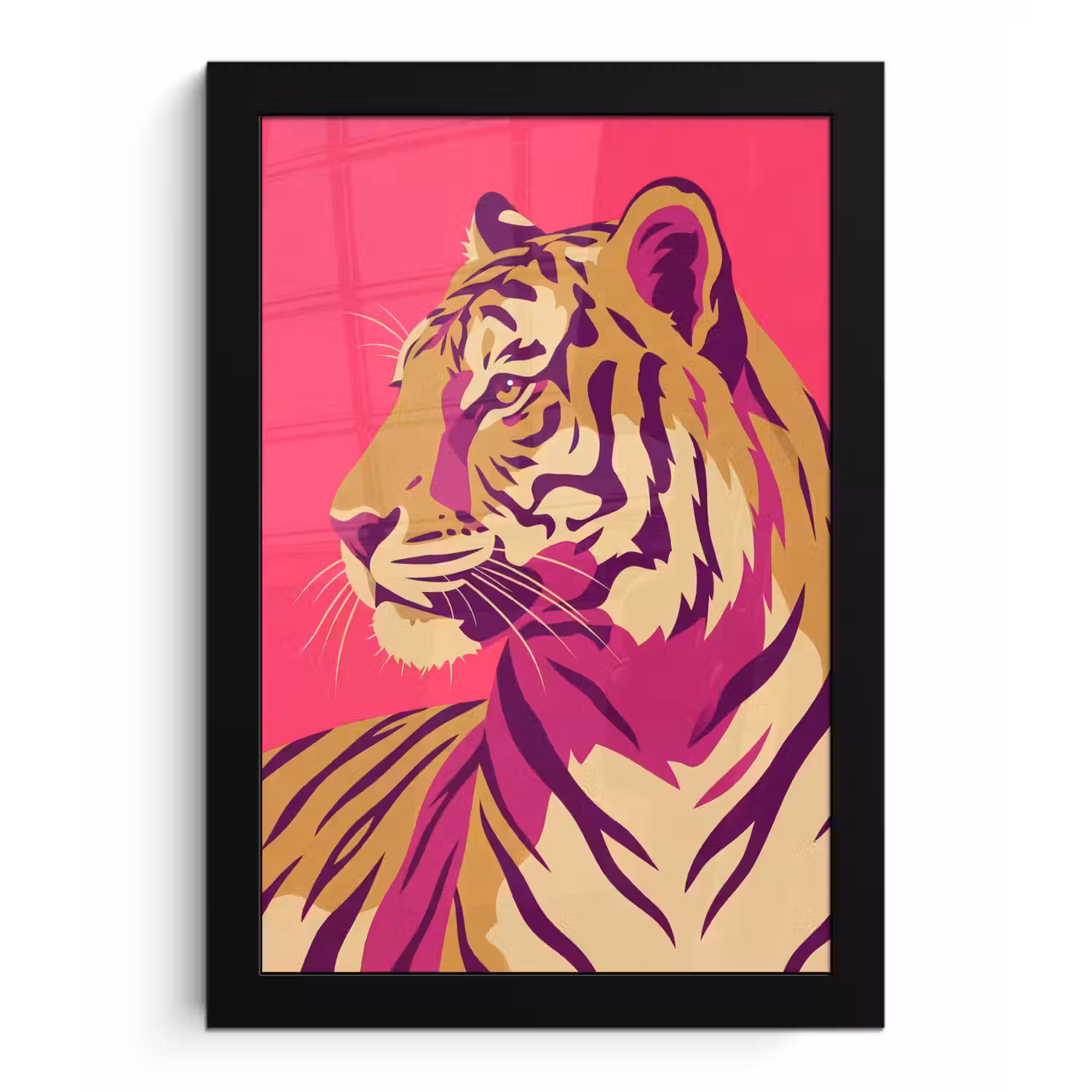 Tijger - Modern - Neon fotolijst zwart zonder passe partout klein -3d