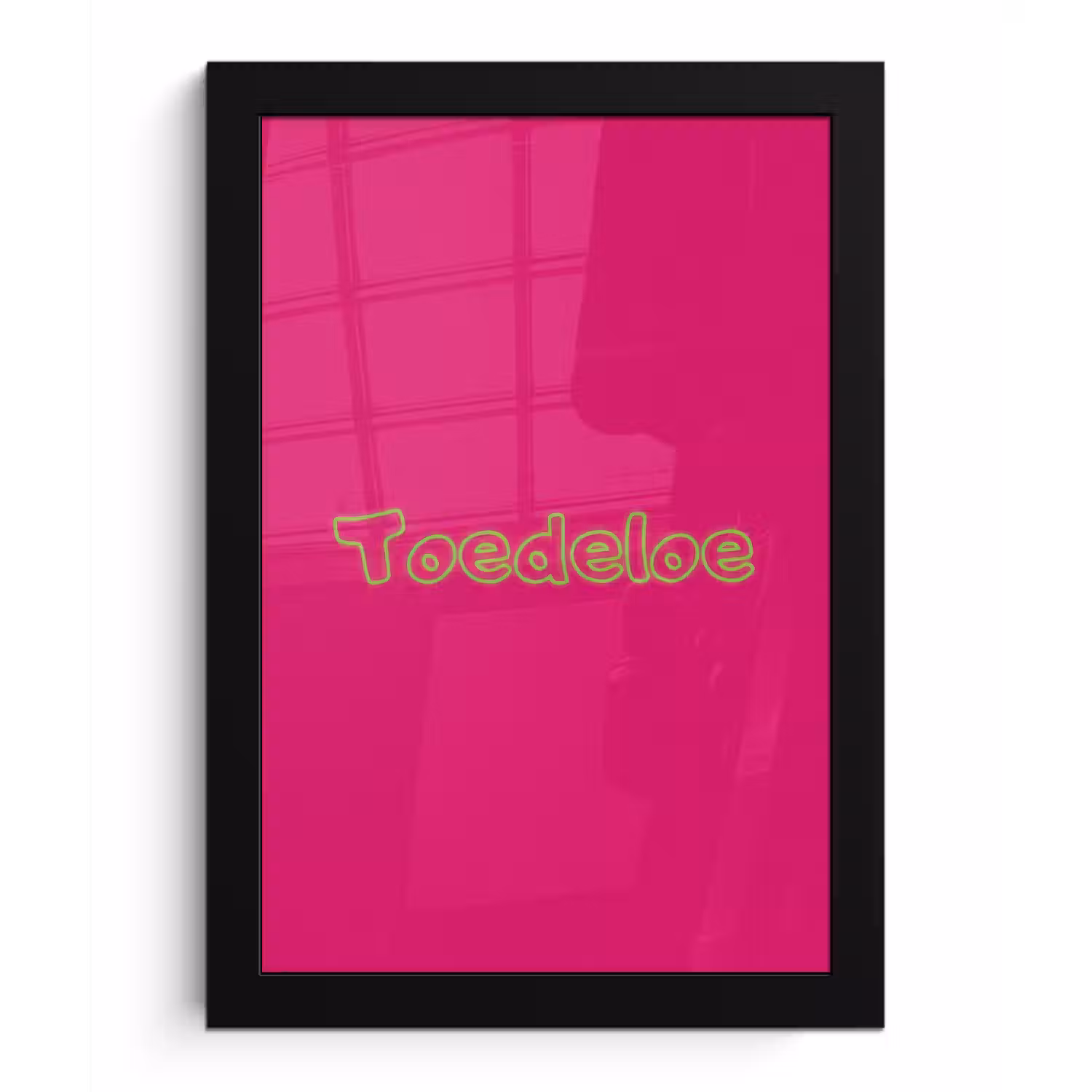 Toedeloe - Groen - Roze fotolijst zwart zonder passe partout klein -3d