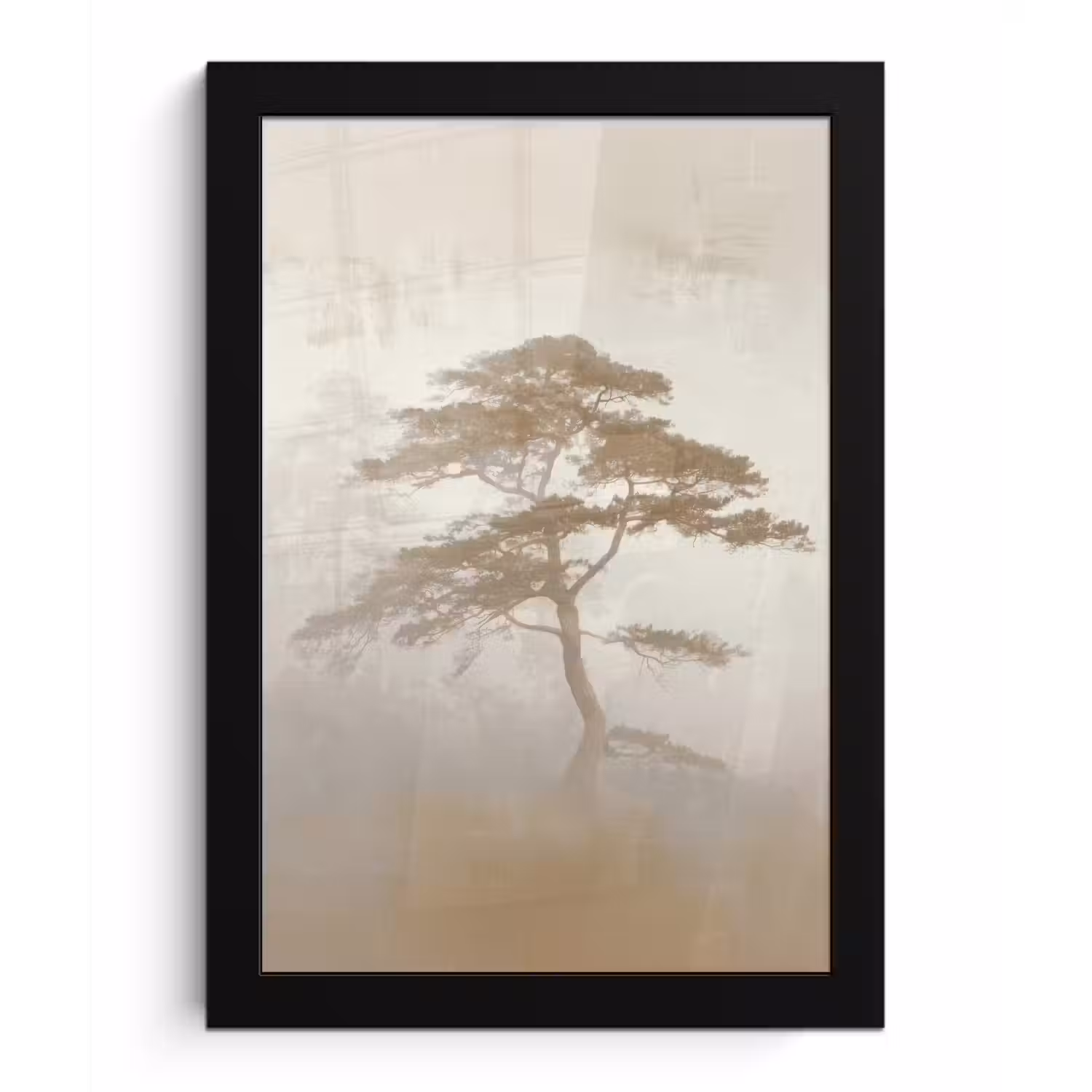 Boom - Oosterse stijl - Landschap fotolijst zwart zonder passe partout klein -3d