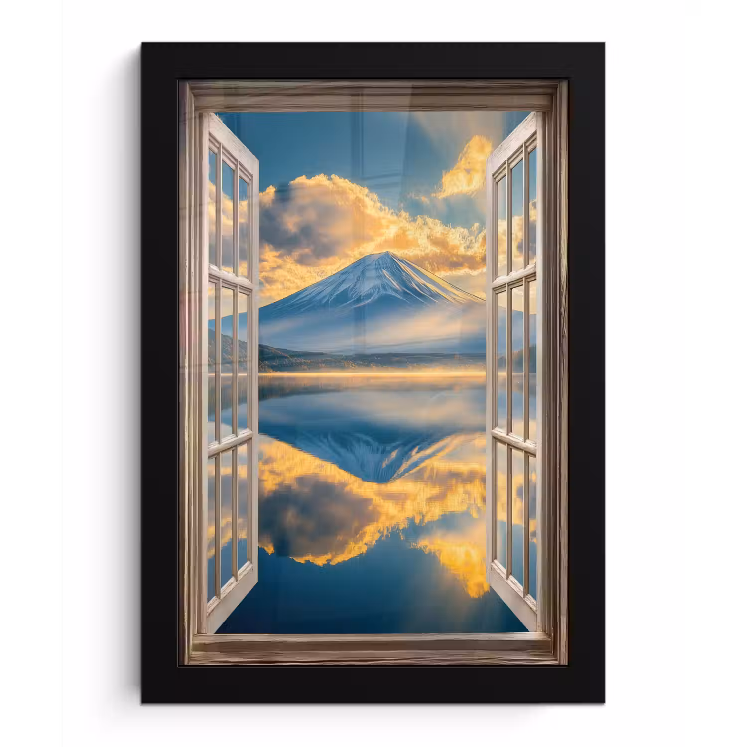 Doorkijk - Landschap - Bergen - Uitzicht - Raam fotolijst zwart zonder passe partout klein -3d