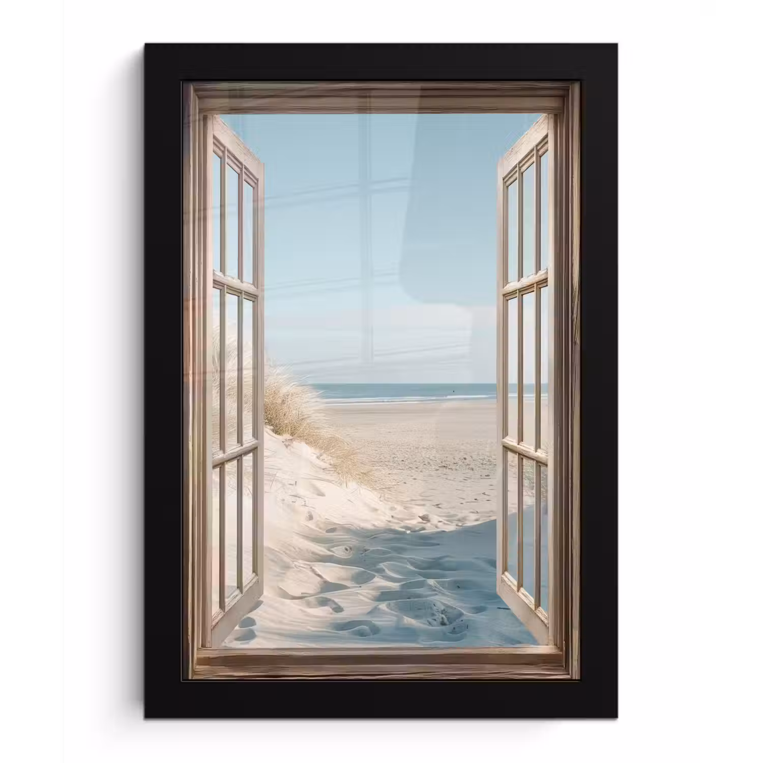 Doorkijk - Helmgras - Duinen - Zee - Landschap fotolijst zwart zonder passe partout klein -3d