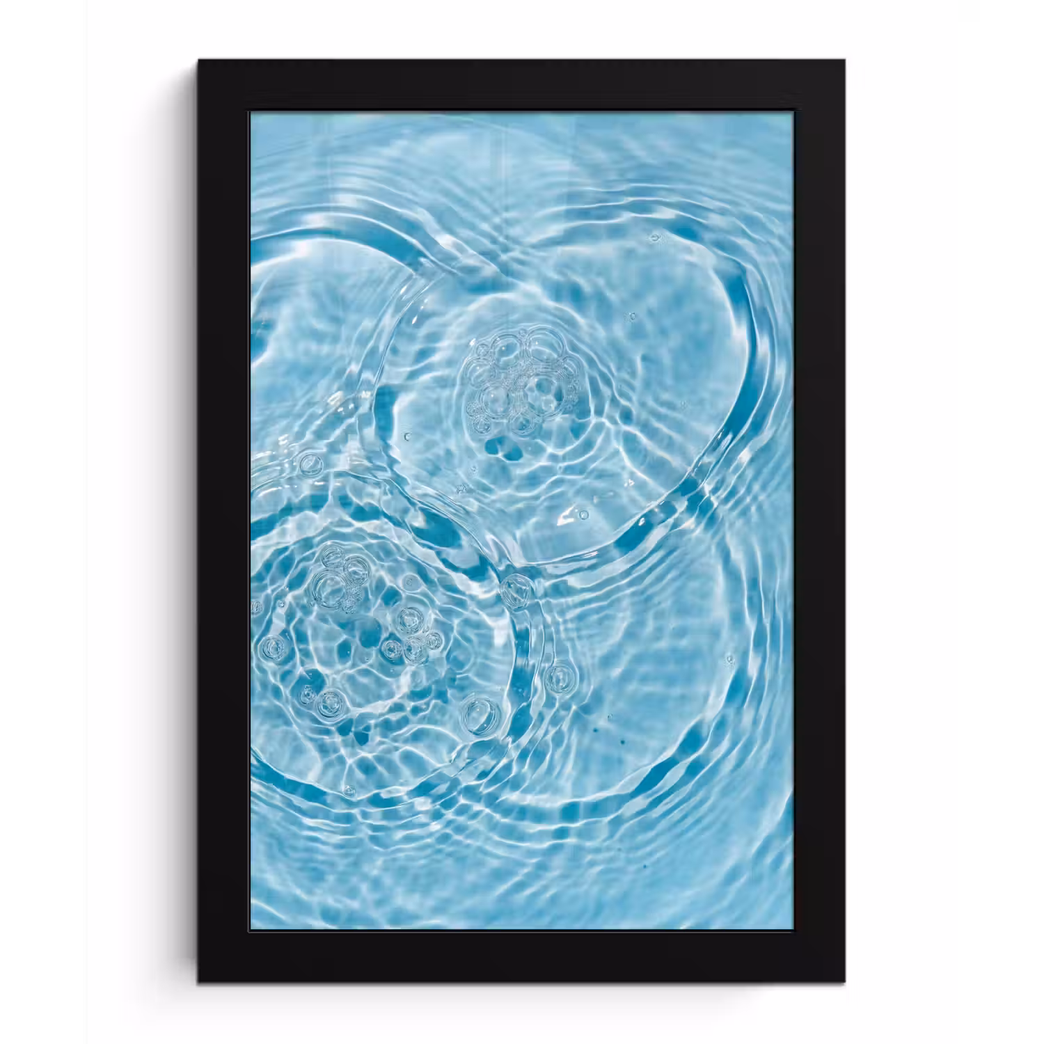Water - Blauw - bubbels fotolijst zwart zonder passe partout klein -3d