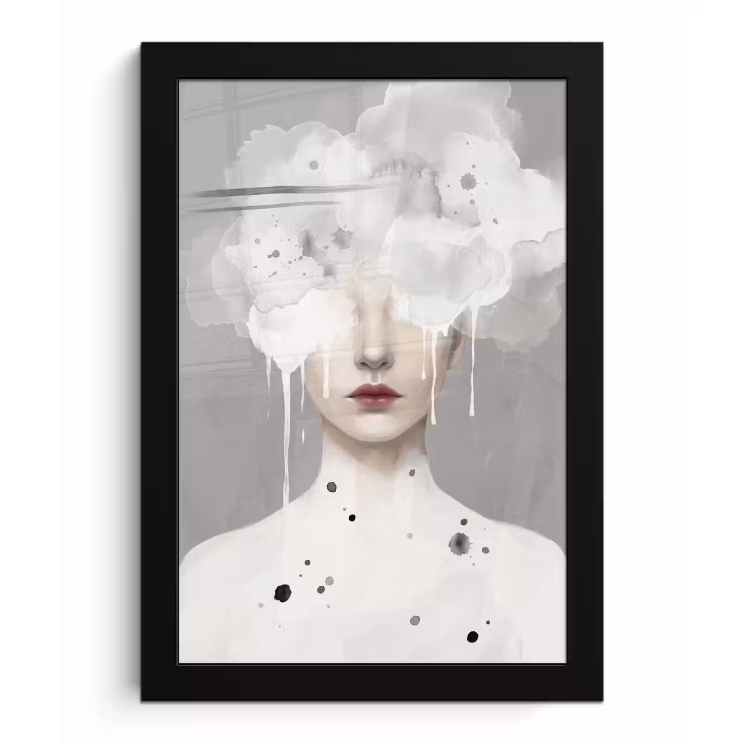 Vrouw - Wolk - Grijs fotolijst zwart zonder passe partout klein -3d
