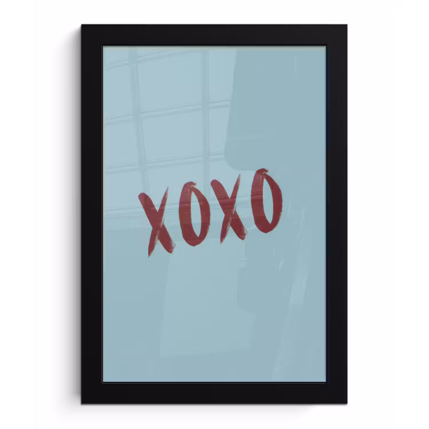 XOXO - Blauw - Rood fotolijst zwart zonder passe partout klein -3d