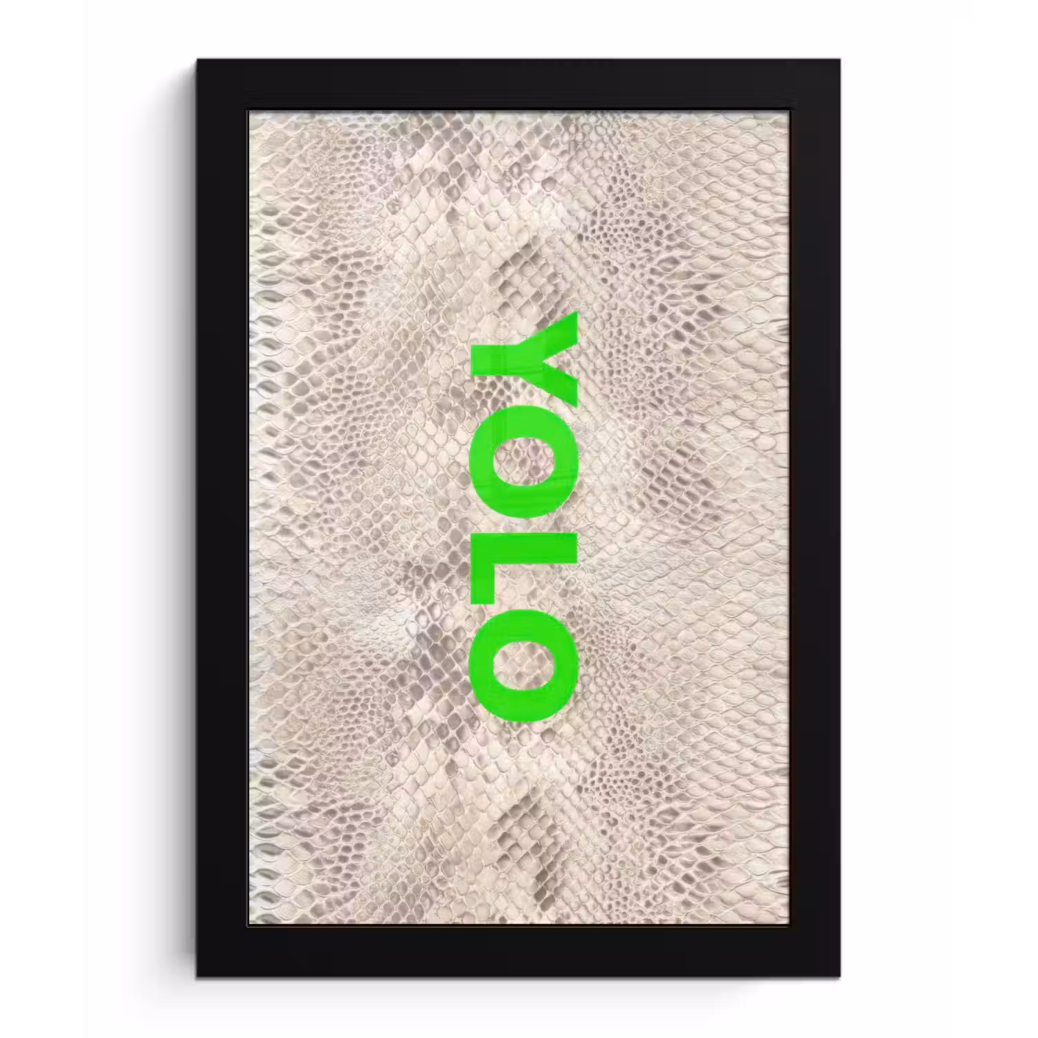 YOLO - Groen - Neon - Slangenprnt fotolijst zwart zonder passe partout klein -3d