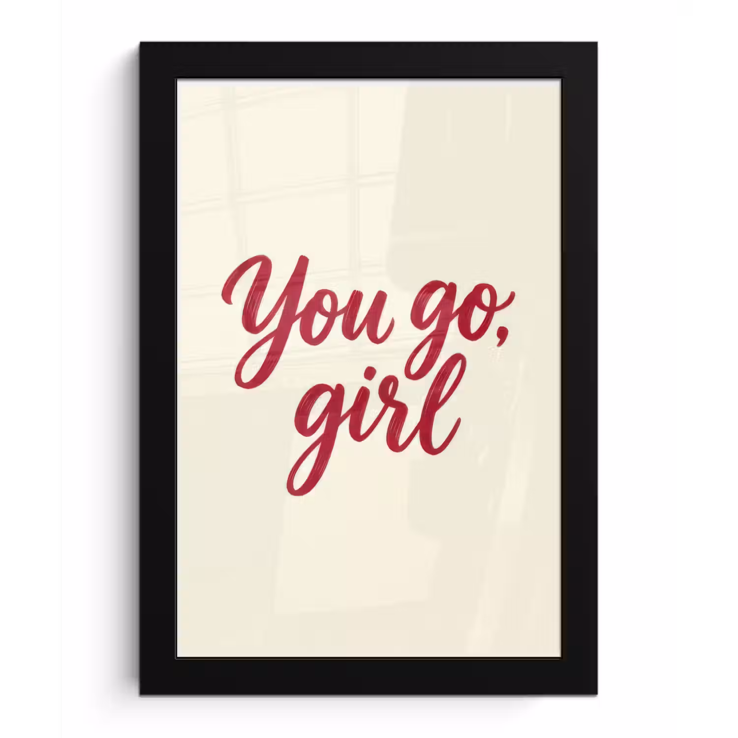 you go girl - Rood - Wit fotolijst zwart zonder passe partout klein -3d